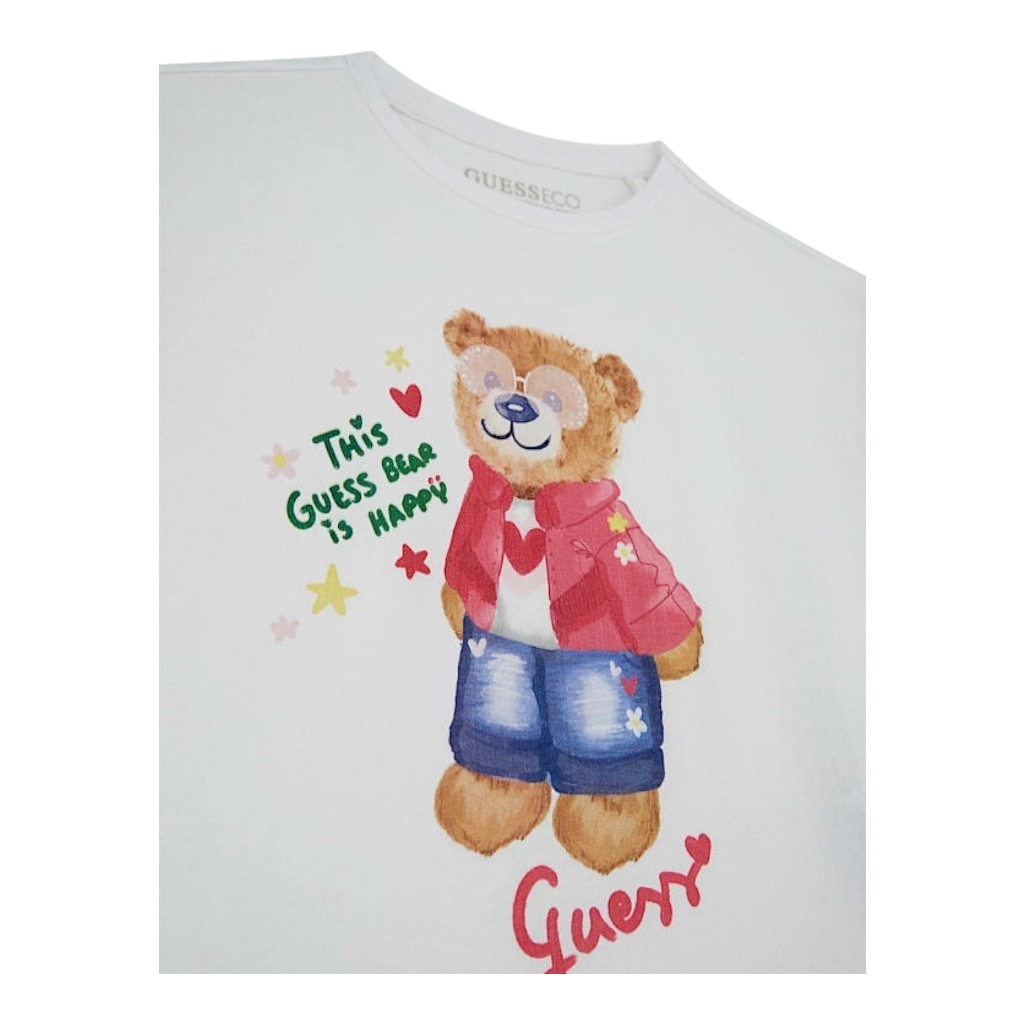 Guess T-Shirt Girocollo Tinta Unita con Stampa per Neonata K5RI12K6YW4N BIANCO GUESS 