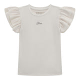 Guess T-Shirt Tinta Unita con Tulle per Bambina K5RI22K6YW4XJ BIANCO GUESS 