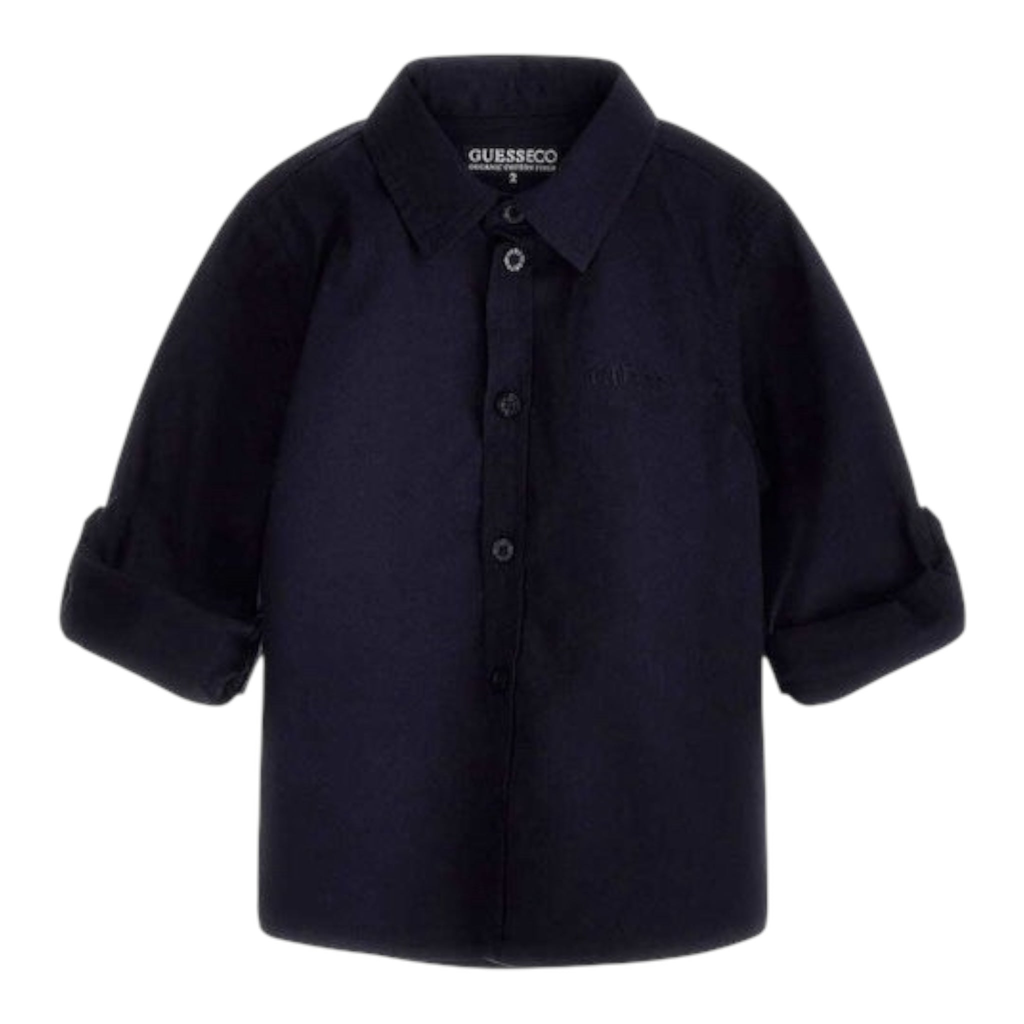 Guess Camicia Tinta Unita con Logo per Neonato N3YH04WE5W0 BLU GUESS 