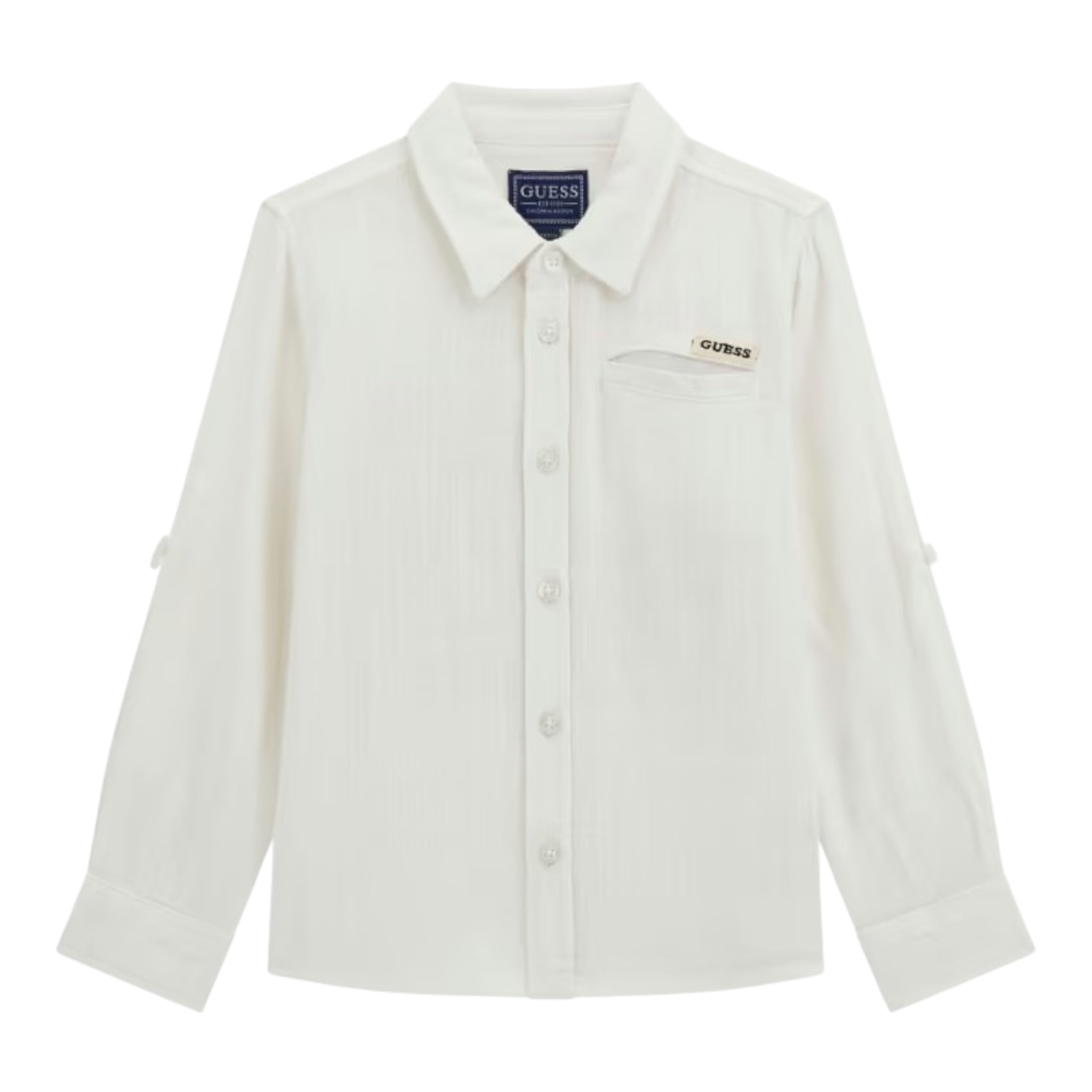 Guess Camicia Tinta Unita con Logo per Bambino N5GH00WFBT0 PANNA GUESS 