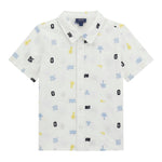 Guess Camicia Mezza Manica Tinta Unita con Stampe per Bambino N5GH01WBHQ1 BIANCO GUESS 