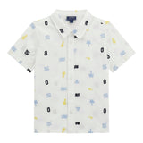 Guess Camicia Mezza Manica Tinta Unita con Stampe per Bambino N5GH01WBHQ1 BIANCO GUESS 