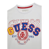 Guess T-Shirt Girocollo Tinta Unita con Stampa per Bambino N5RI00K8HM4JX BIANCO GUESS 