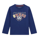 Guess Shirt Girocollo Tinta Unita con Stampa per Neonato N5RI01K8HM4X BLU GUESS 