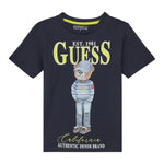 Guess T-Shirt Girocollo Tinta Unita con Stampa per Neonato N5RI20K8HM4NXXX BLU GUESS 