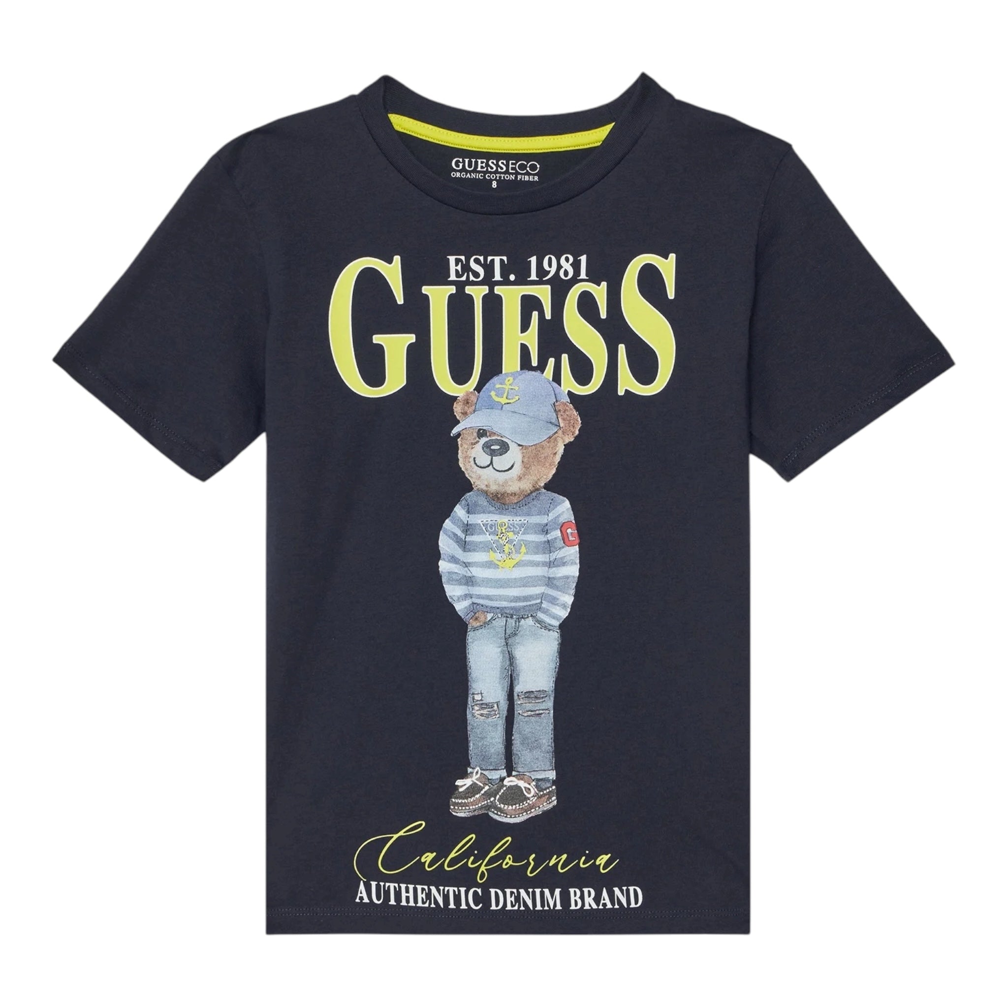 Guess T-Shirt Girocollo Tinta Unita con Stampa per Neonato N5RI20K8HM4NXXX BLU GUESS 