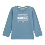 Guess Shirt Girocollo Tinta Unita con Stampa per Neonato N5RI26K8HM4N PETROLIO GUESS 