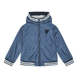 Guess Giubbino Tinta Unita con Zip E Cappuccio per Neonato N5RL11WCFM0 BLU GUESS 