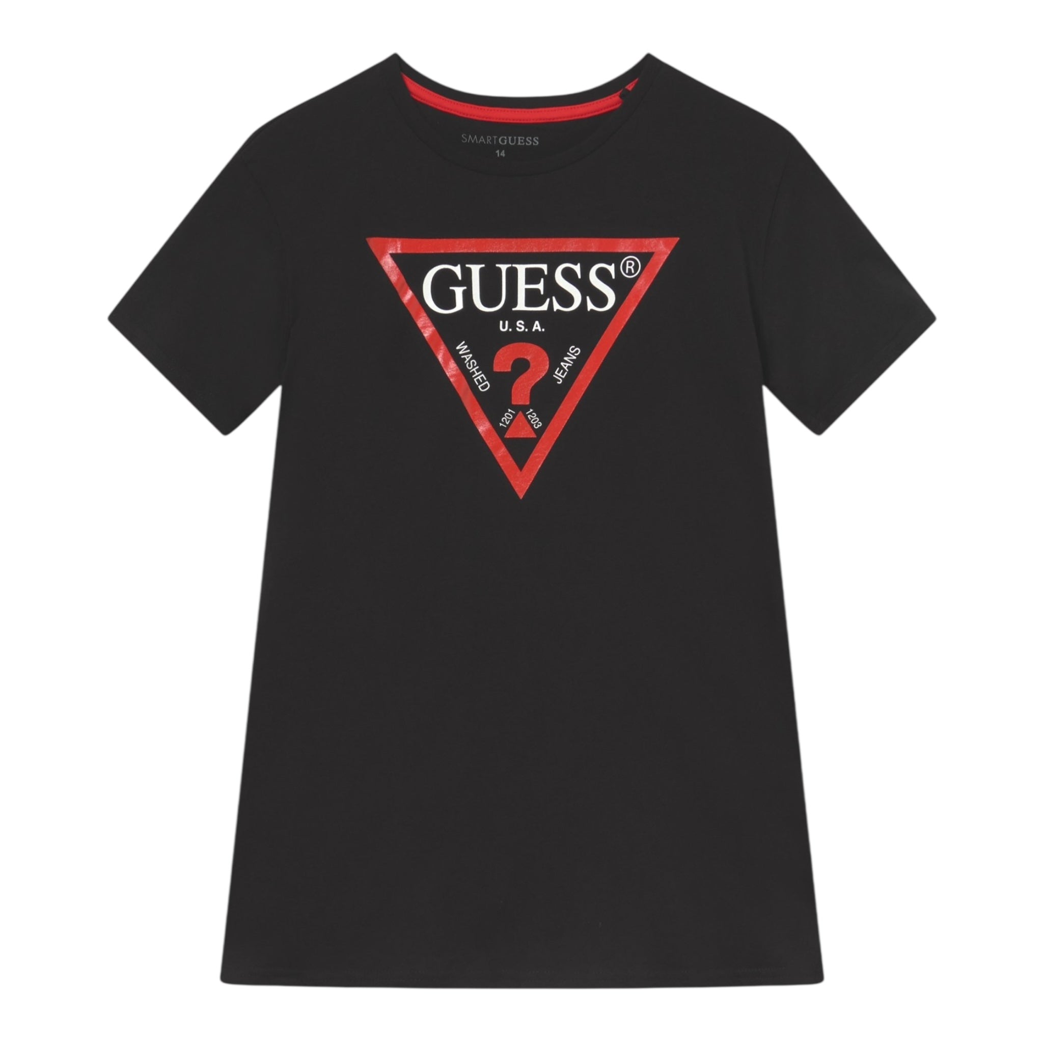 Guess T-Shirt Girocollo Tinta Unita con Stampa per Bambino N73I55K5M20 NERO GUESS 