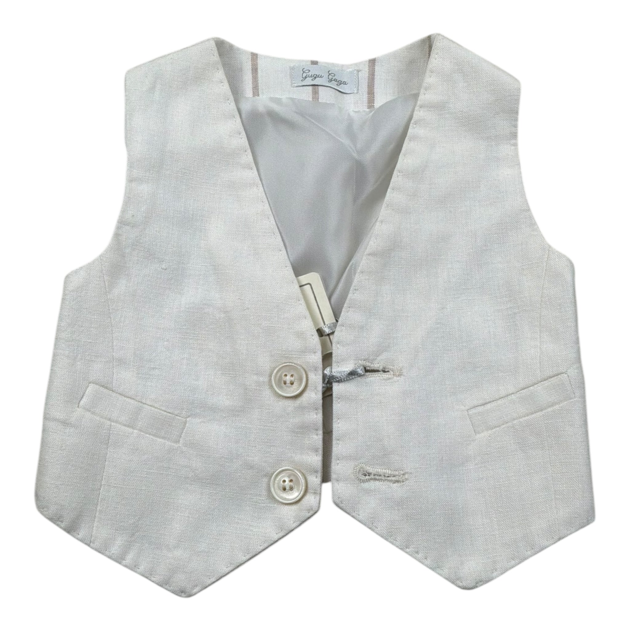 Gugu Gaga Gilet Tinta Unita Fantasia A Righe per Neonato GM3002T PANNA GUGU GAGA 