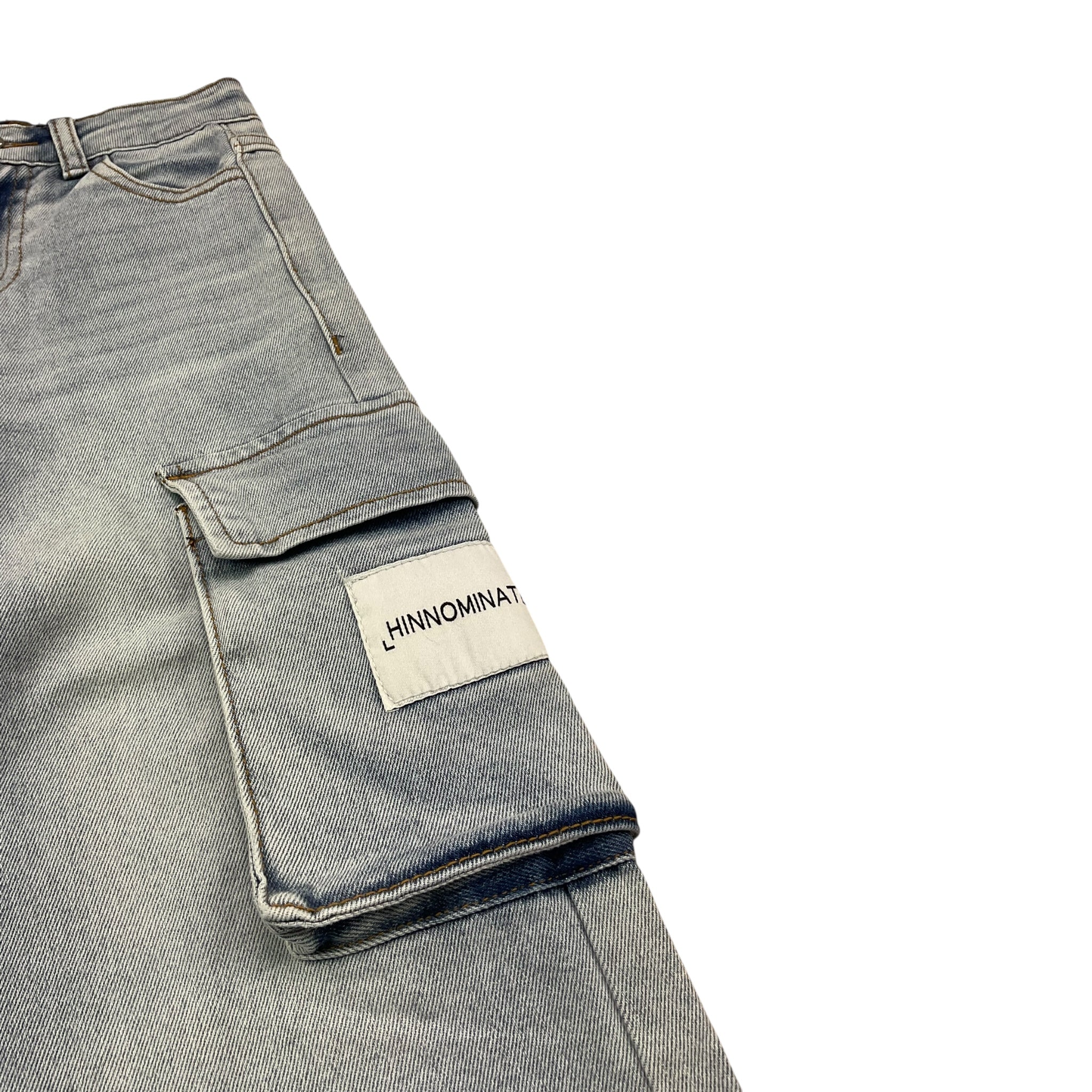 Hinnominate Jeans Tinta Unita con Tasconi E Girovita Regolabile per Bambina 3645PD00148 AZZURRO HINNOMINATE 