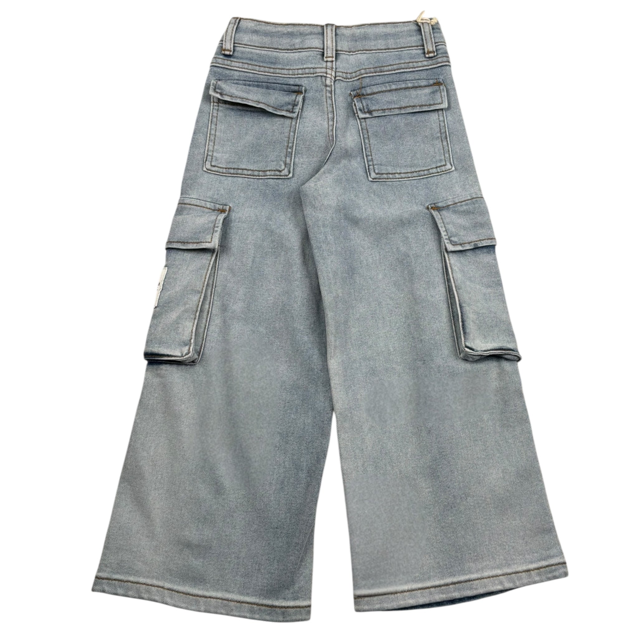 Hinnominate Jeans Tinta Unita con Tasconi E Girovita Regolabile per Bambina 3645PD00148X AZZURRO HINNOMINATE 