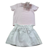I Delfi Completo 2 Pezzi T-Shirt-Gonna per Neonata 25P5195 BIANCO/ROSA I DELFI 