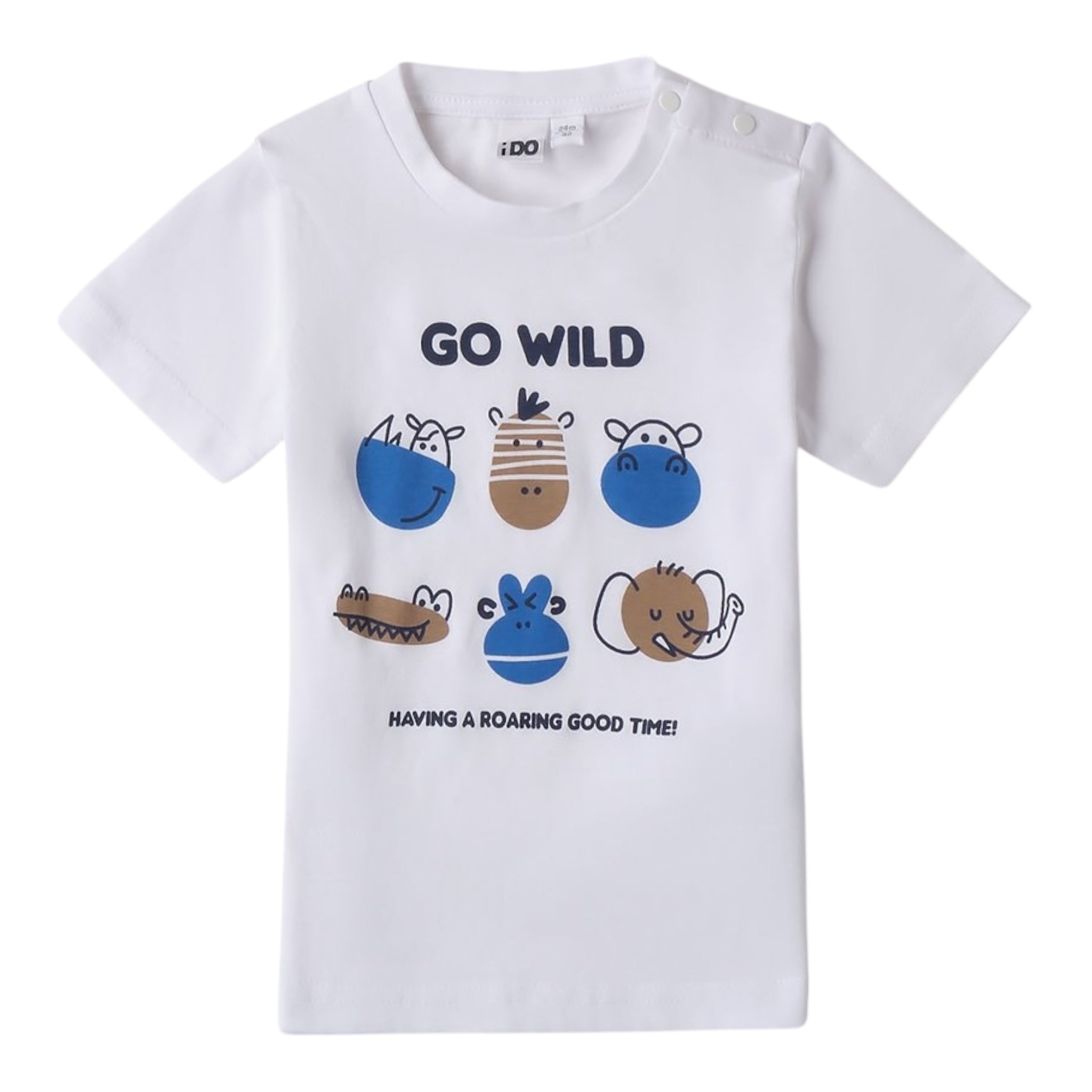 I Do T-Shirt Girocollo Tinta Unita con Stampa per Bambino 4B466 BIANCO I DO 