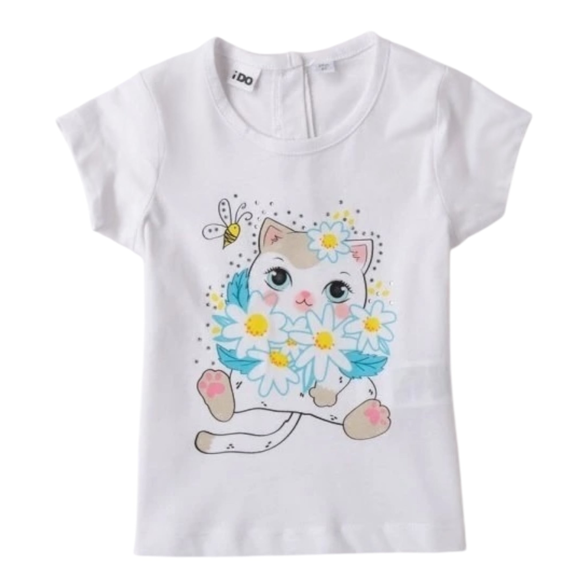 I Do T-Shirt Girocollo Tinta Unita con Stampa per Neonato 4B545 BIANCO I DO 