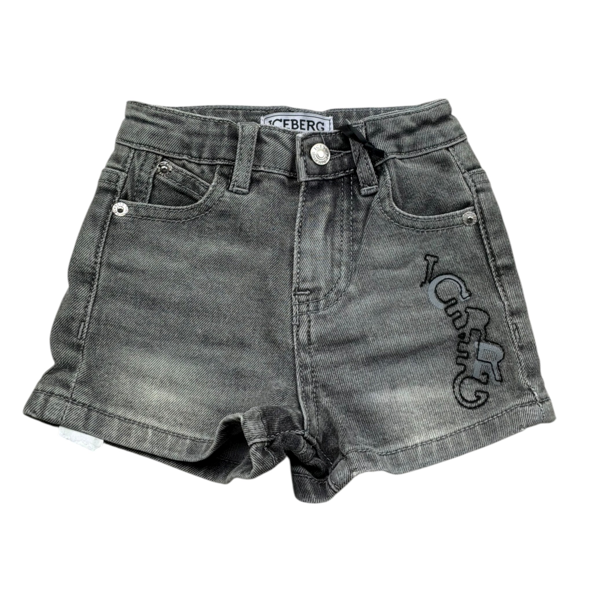 Iceberg Bermuda In Denim Tinta Unita con Logo per Neonato BMICE50108B NERO ICEBERG 