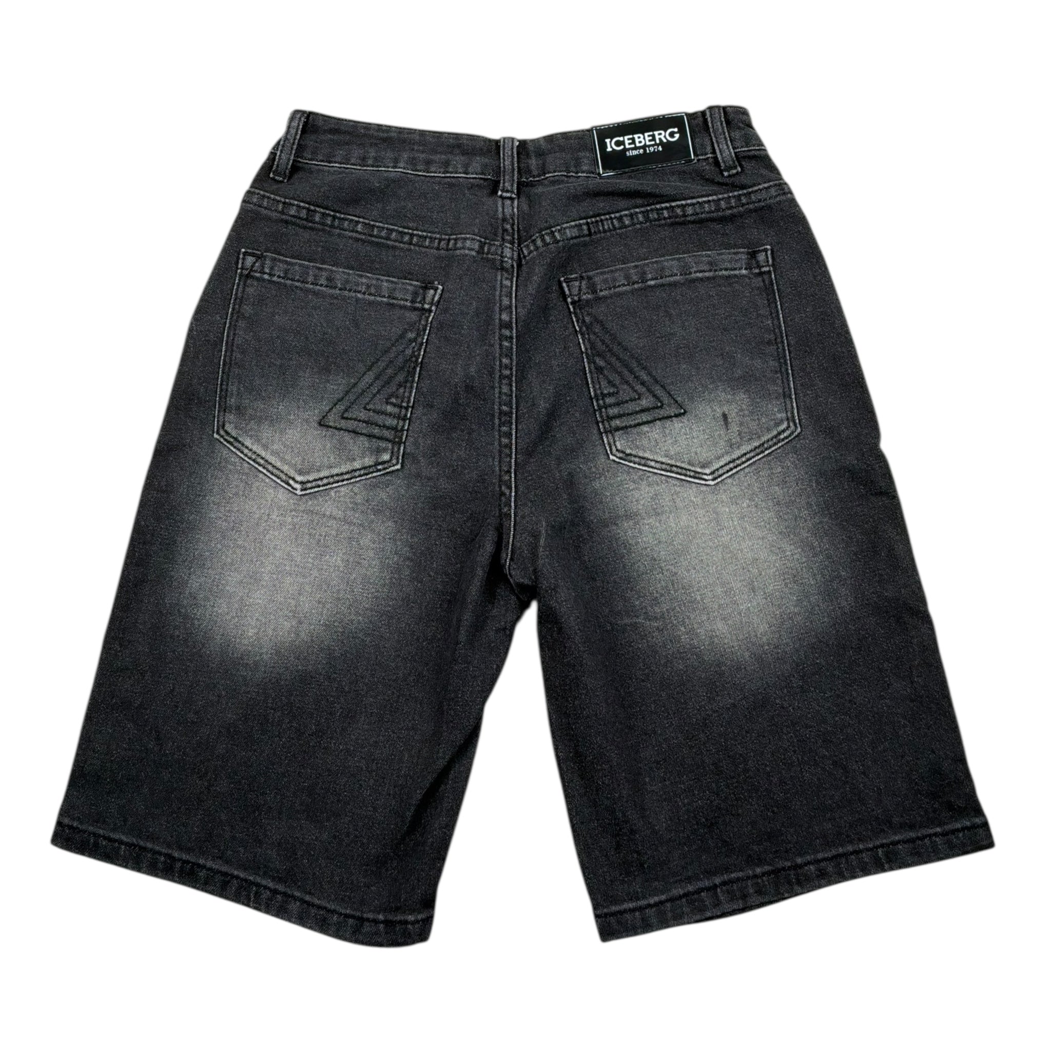 Iceberg Bermuda In Denim Tinta Unita per Bambino BMICE5102J NERO ICEBERG 