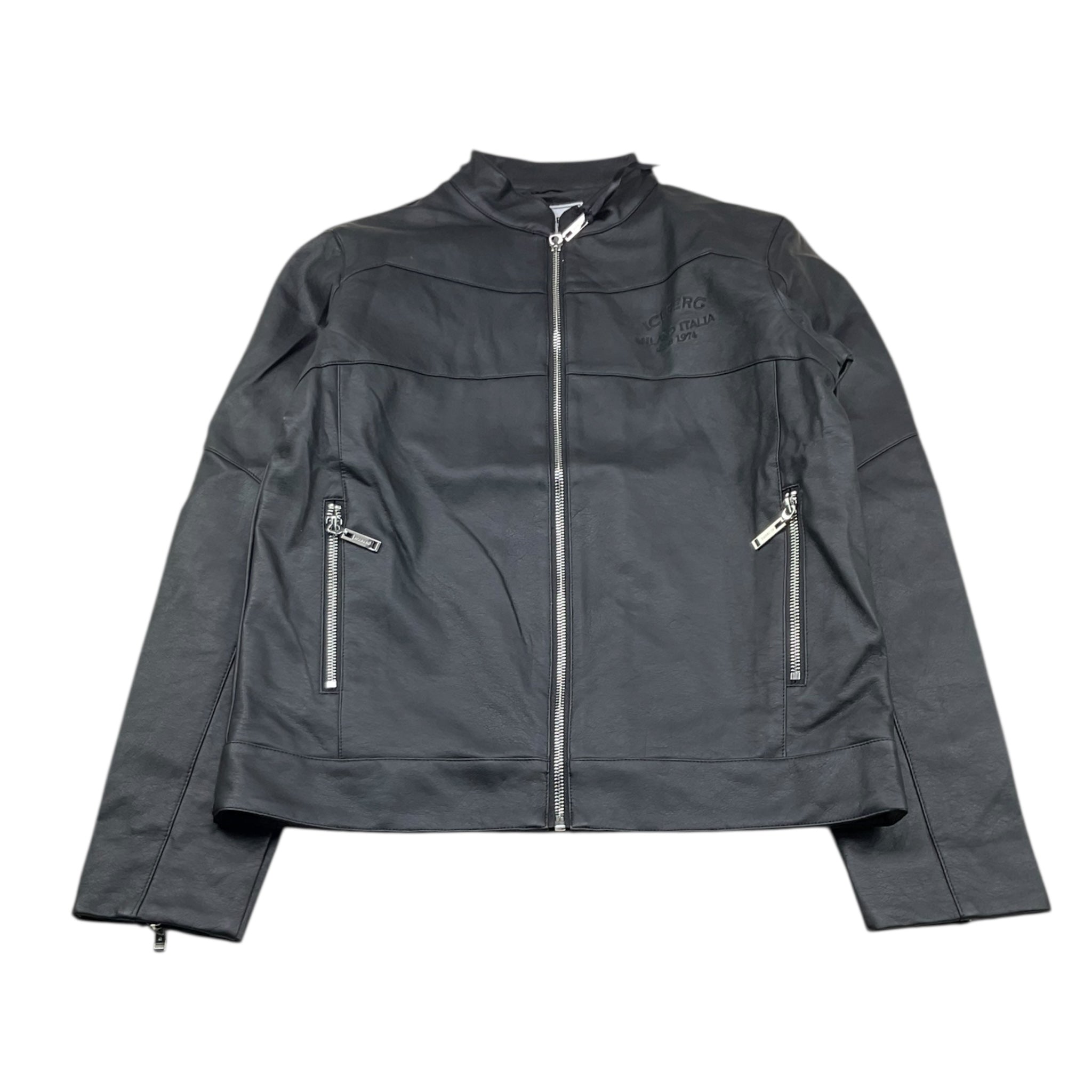 Iceberg Giubbino In Ecopelle Tinta Unita con Zip per Bambino GBICE5101J NERO ICEBERG 