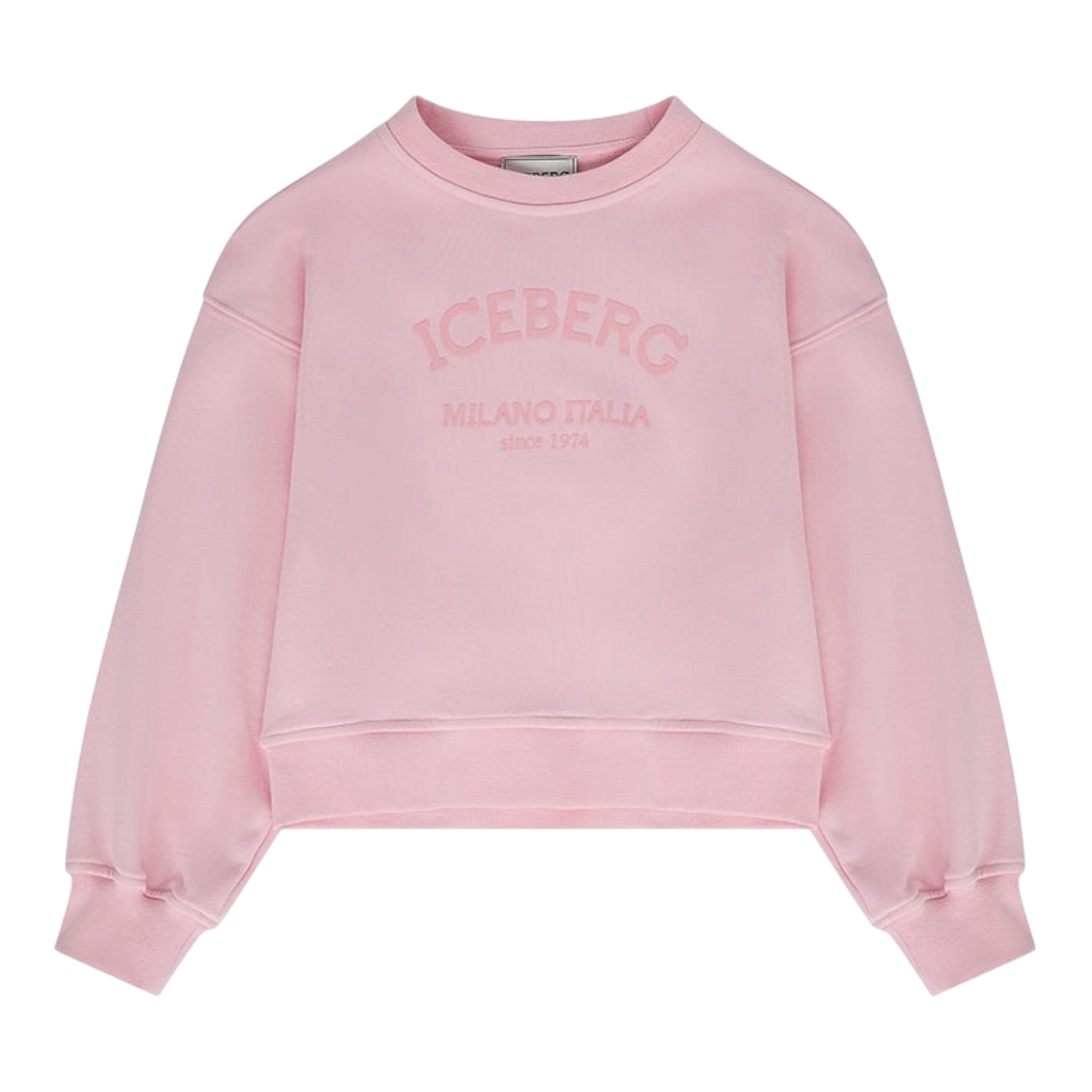 Iceberg Felpa Girocollo Tinta Unita con Logo per Bambina MFICE5151J ROSA ICEBERG 