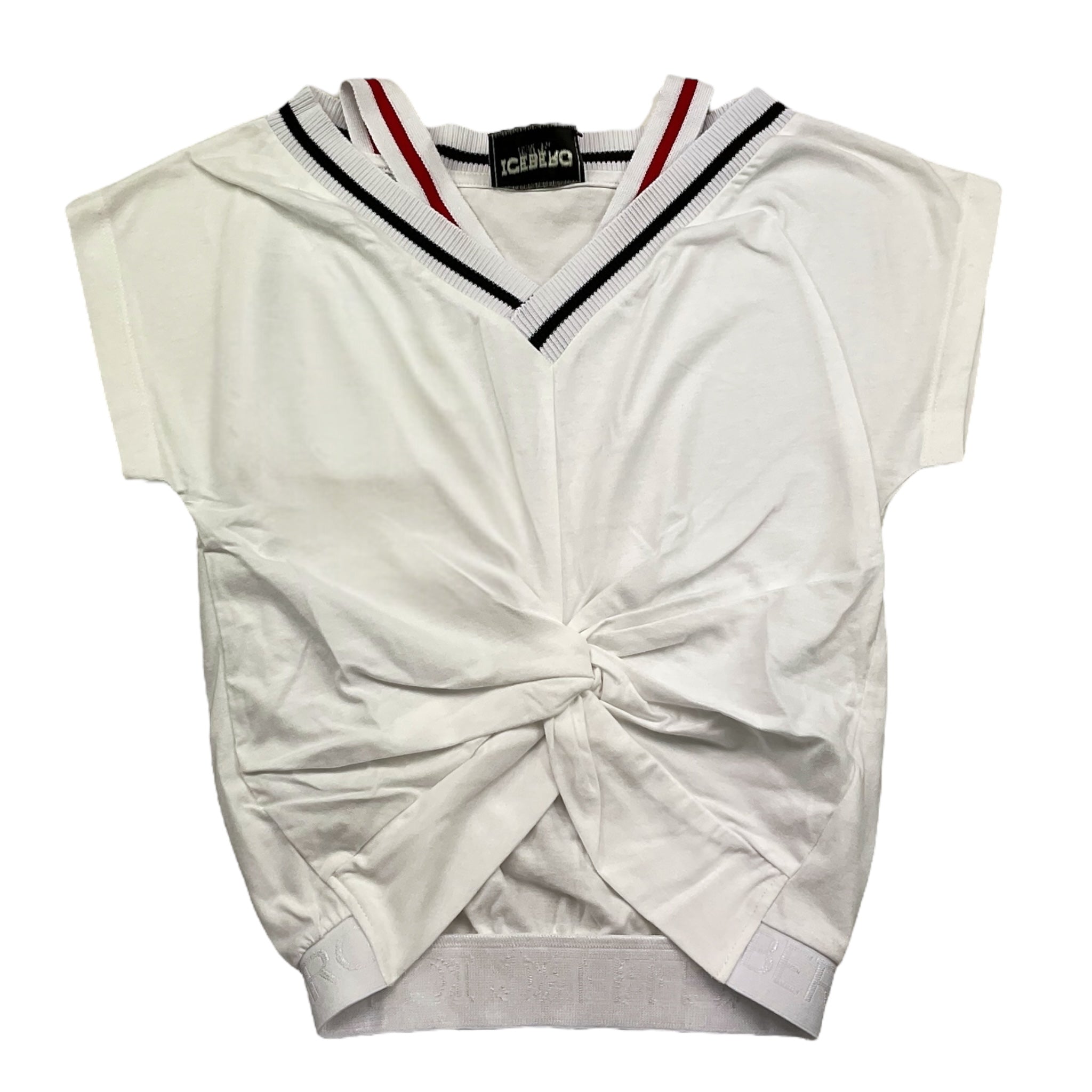 Iceberg T-Shirt Scollo A V Tinta Unita per Bambina TSICE4162J BIANCO ICEBERG 