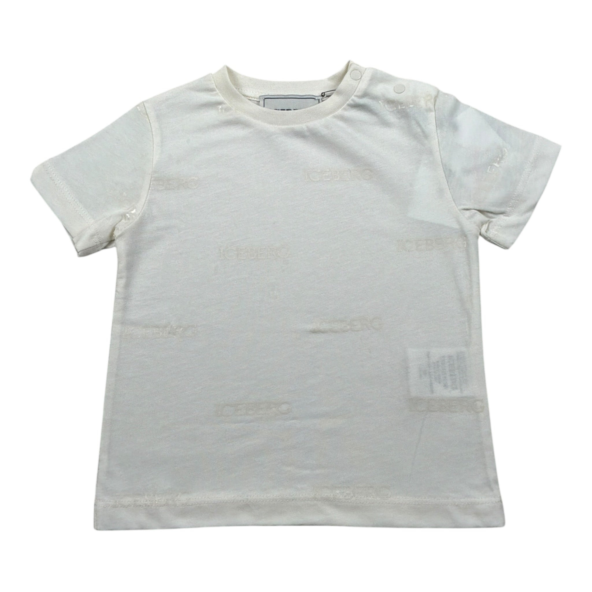 Iceberg T-Shirt Girocollo tinta unita con Logo Bianco per Bambino TSICE5115BJX BIANCO ICEBERG 