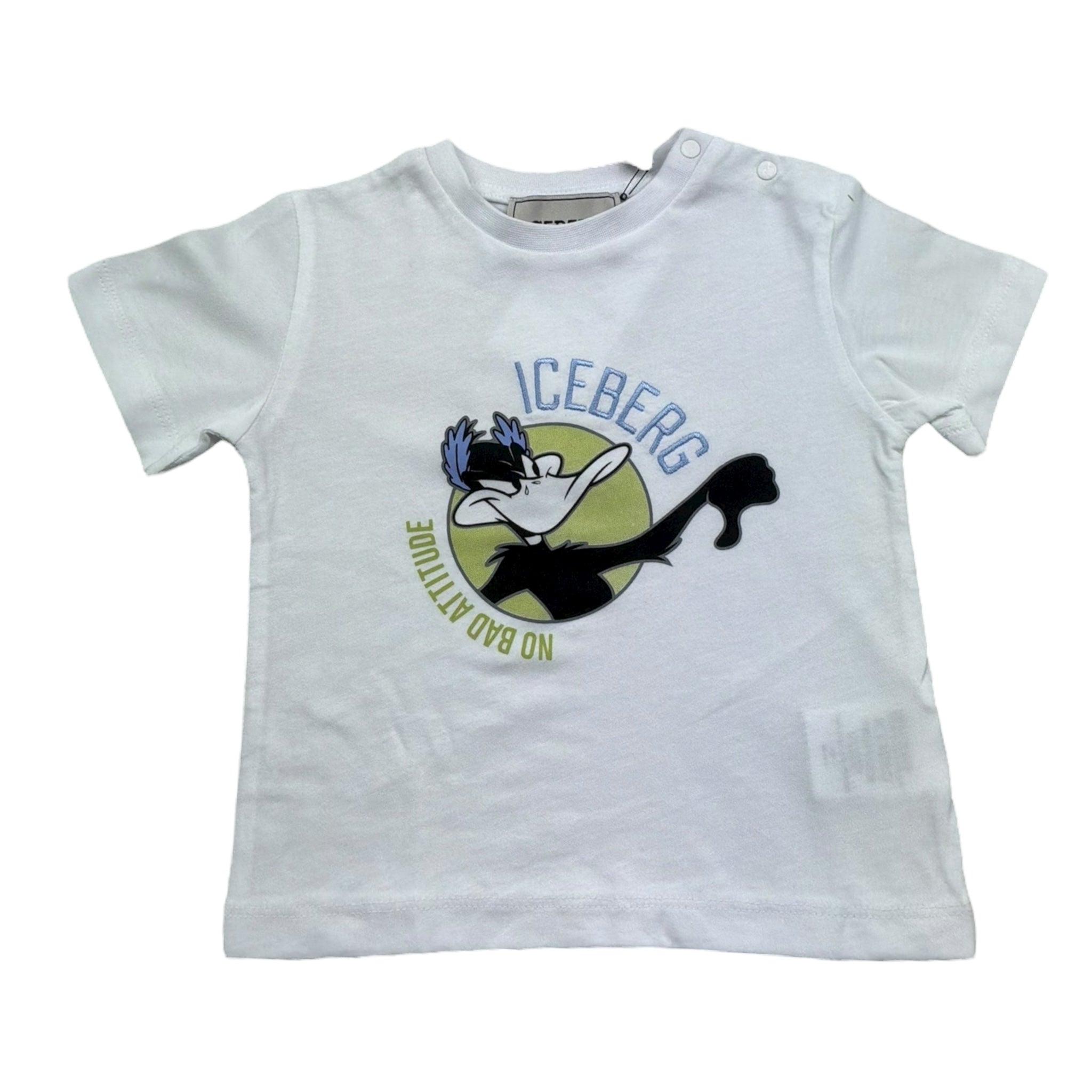 Iceberg T-Shirt Girocollo Tinta Unita con Stampa per Neonato TSICE5122B BIANCO ICEBERG 