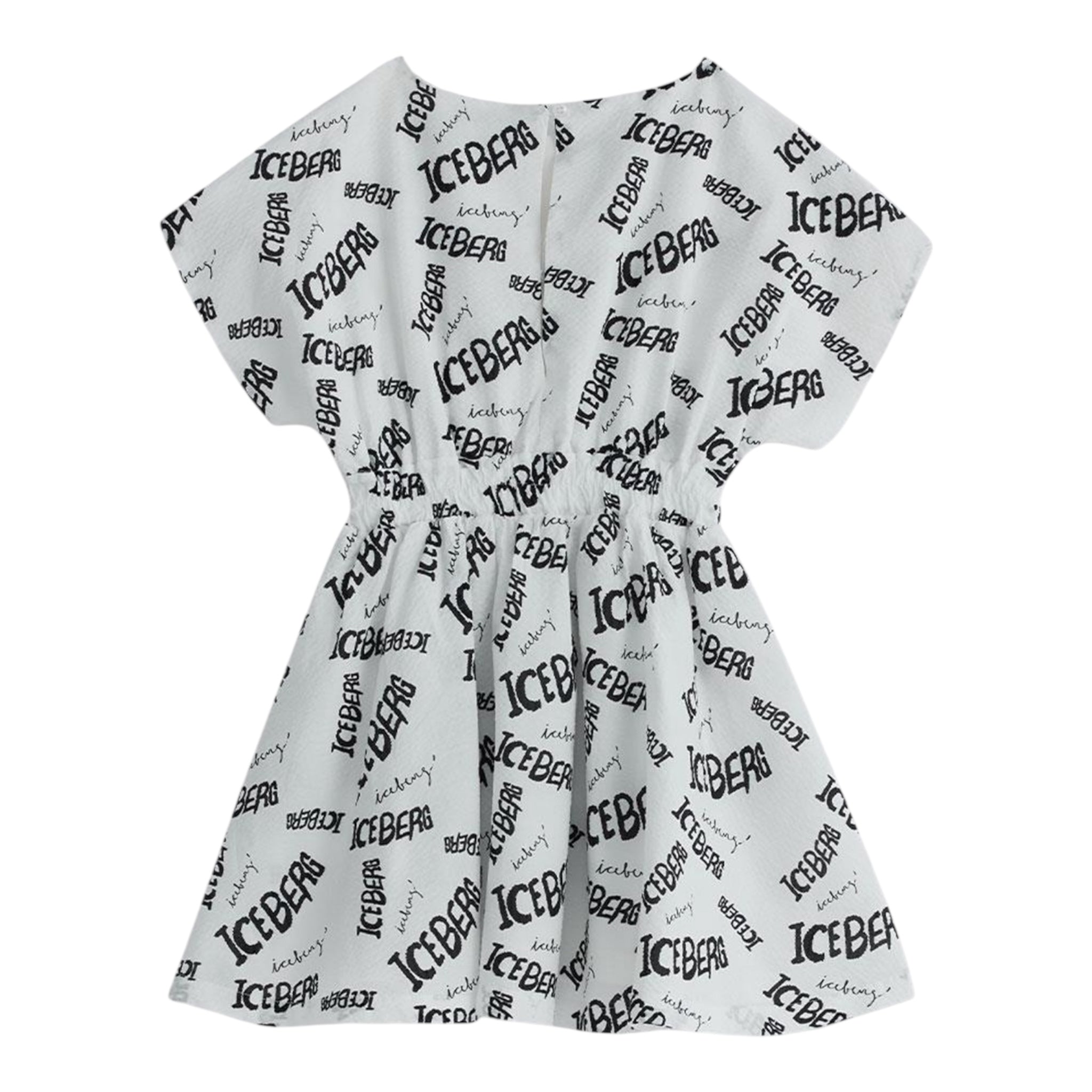 Iceberg Abito Tinta Unita Mezza Manica Logato per Bambina VSICE5160J BIANCO ICEBERG 