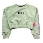 Icon Felpa Chiusa Girocollo Tinta Unita con Logo per Bambina IGSW00541 VERDE ACQUA ICON 