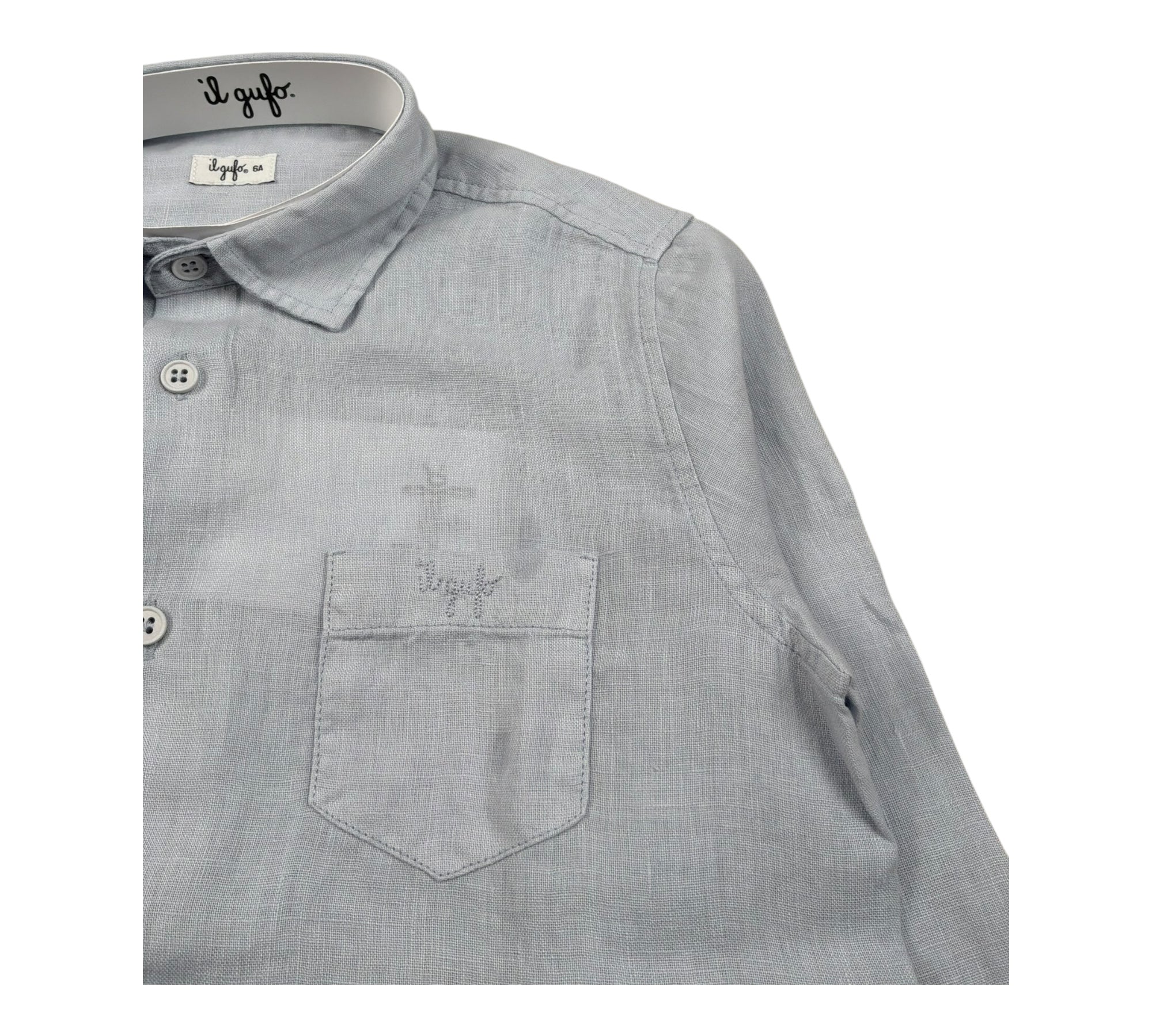 Il Gufo Camicia Manica Lunga Tnta Unita Collo Coreano per Bambino P25CL110L6006 AZZURRO IL GUFO 
