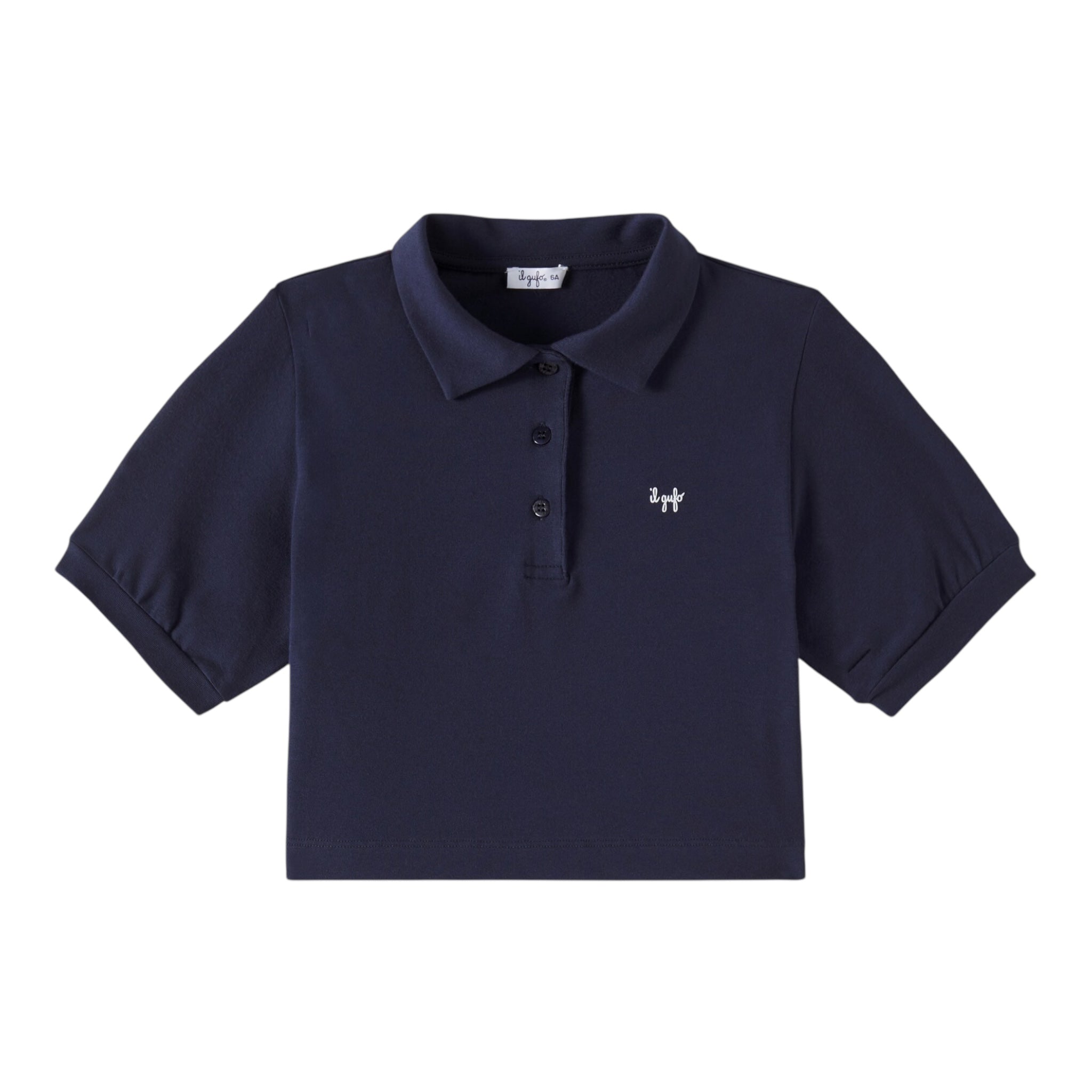 Il Gufo Polo Mezza Manica Tinta Unita Modello Crop per Bambina P25PC095MF032 BLU IL GUFO 