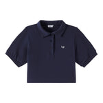 Il Gufo Polo Mezza Manica Tinta Unita Modello Crop per Neonata P25PC095MF032N BLU IL GUFO 