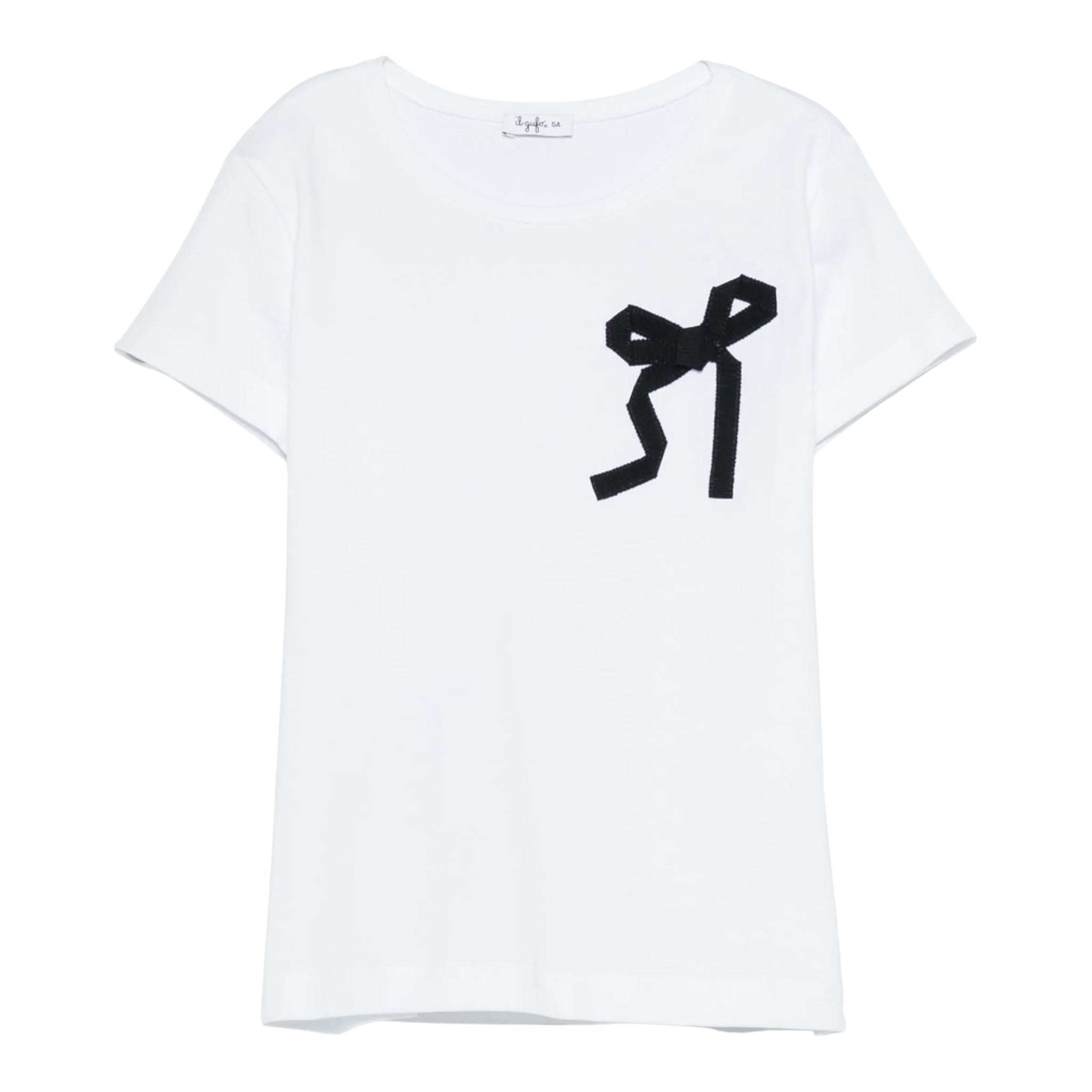 Il Gufo T-Shirt Girocollo Tinta Unita con Ricamo per Bambina P25TS476MF032 BIANCO IL GUFO 