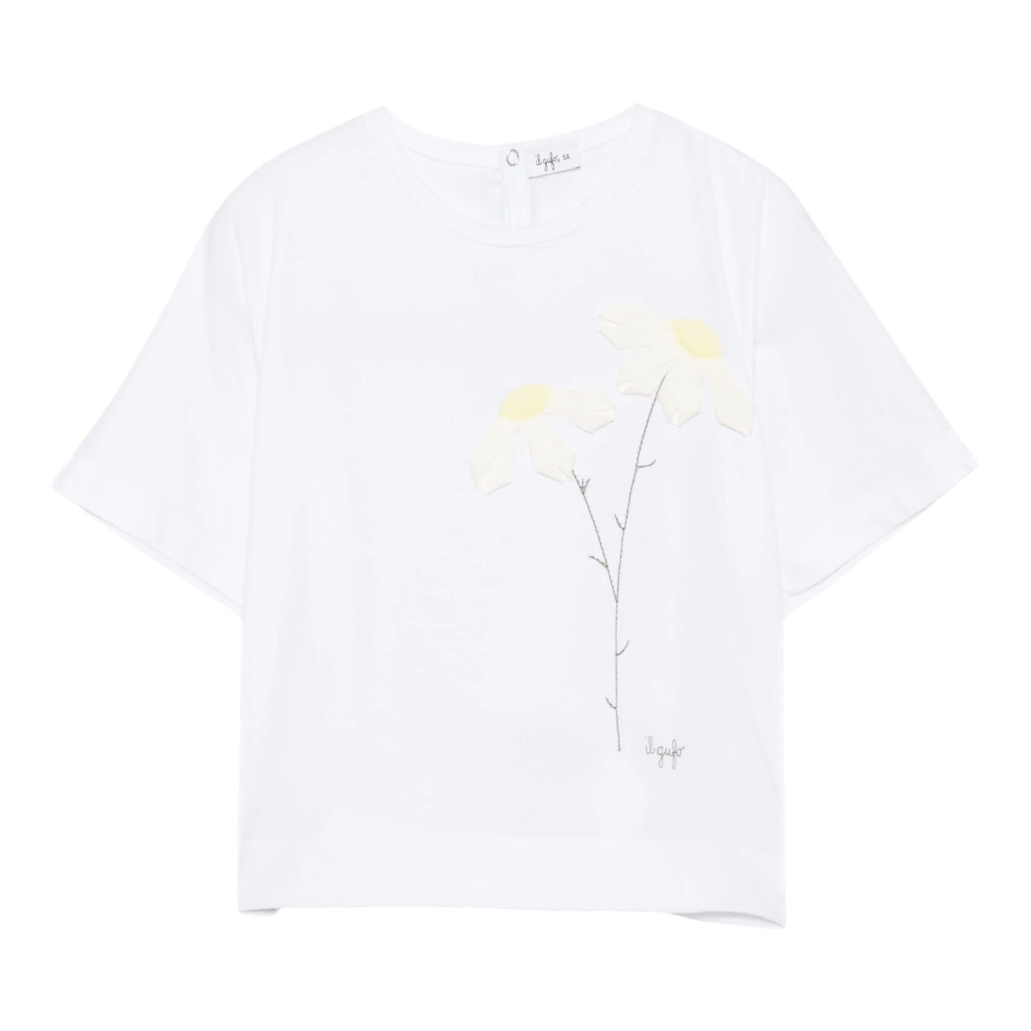 Il Gufo T-Shirt Girocollo Tinta Unita con Ricami per Bambina P25TS482MF032 BIANCO IL GUFO 
