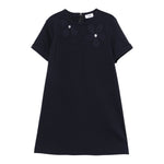Il Gufo Abito Mezza Manica Tinta Unita con Applicazioni per Bambina P25VM784M0041 BLU IL GUFO 