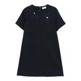 Il Gufo Abito Mezza Manica Tinta Unita con Applicazioni per Bambina P25VM784M0041 BLU IL GUFO 