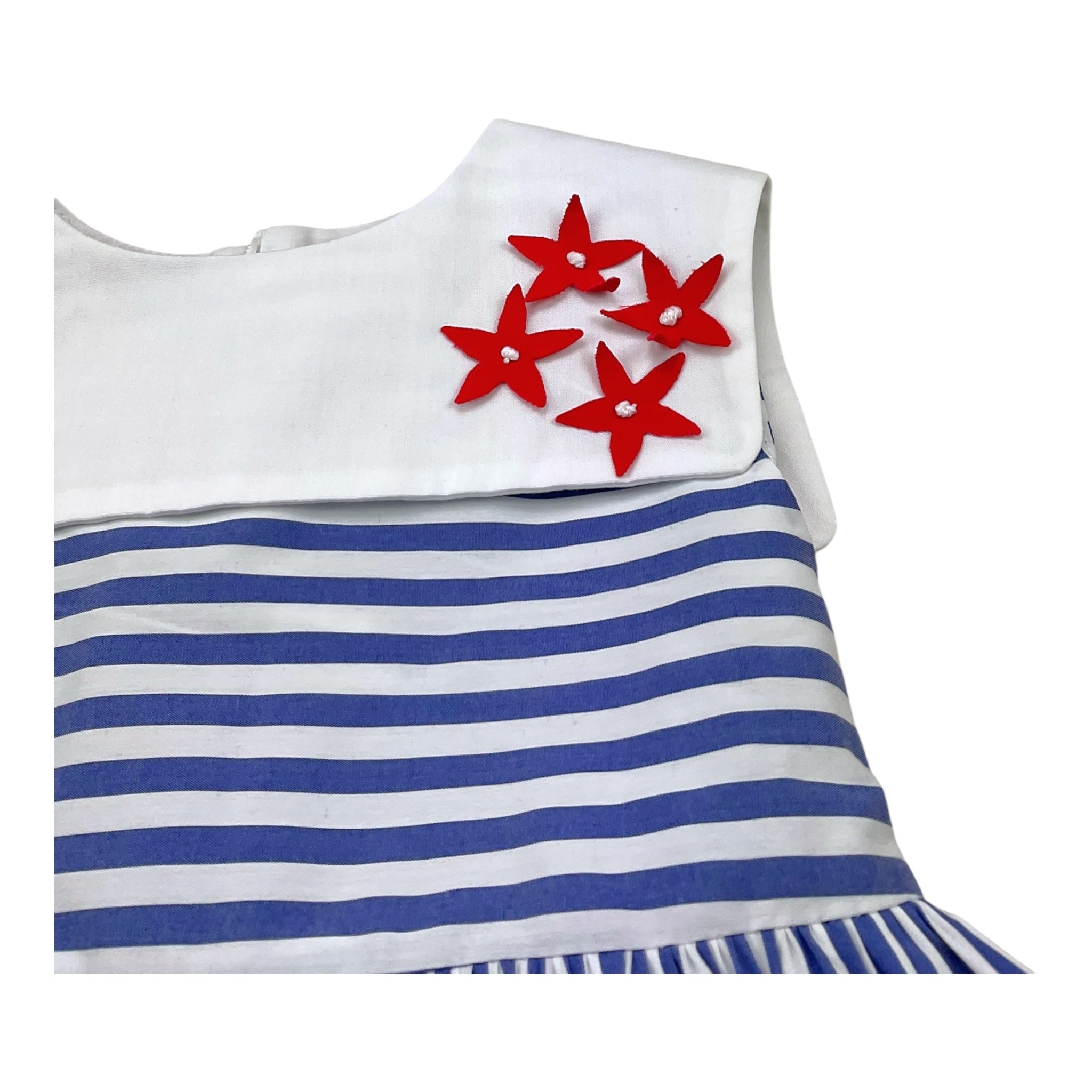 Ilfarobimbi Abito Bicolore con Fantasia A Righe E Colletto per Neonata IFB50576 BIANCO/AZZURRO ILFAROBIMBI 
