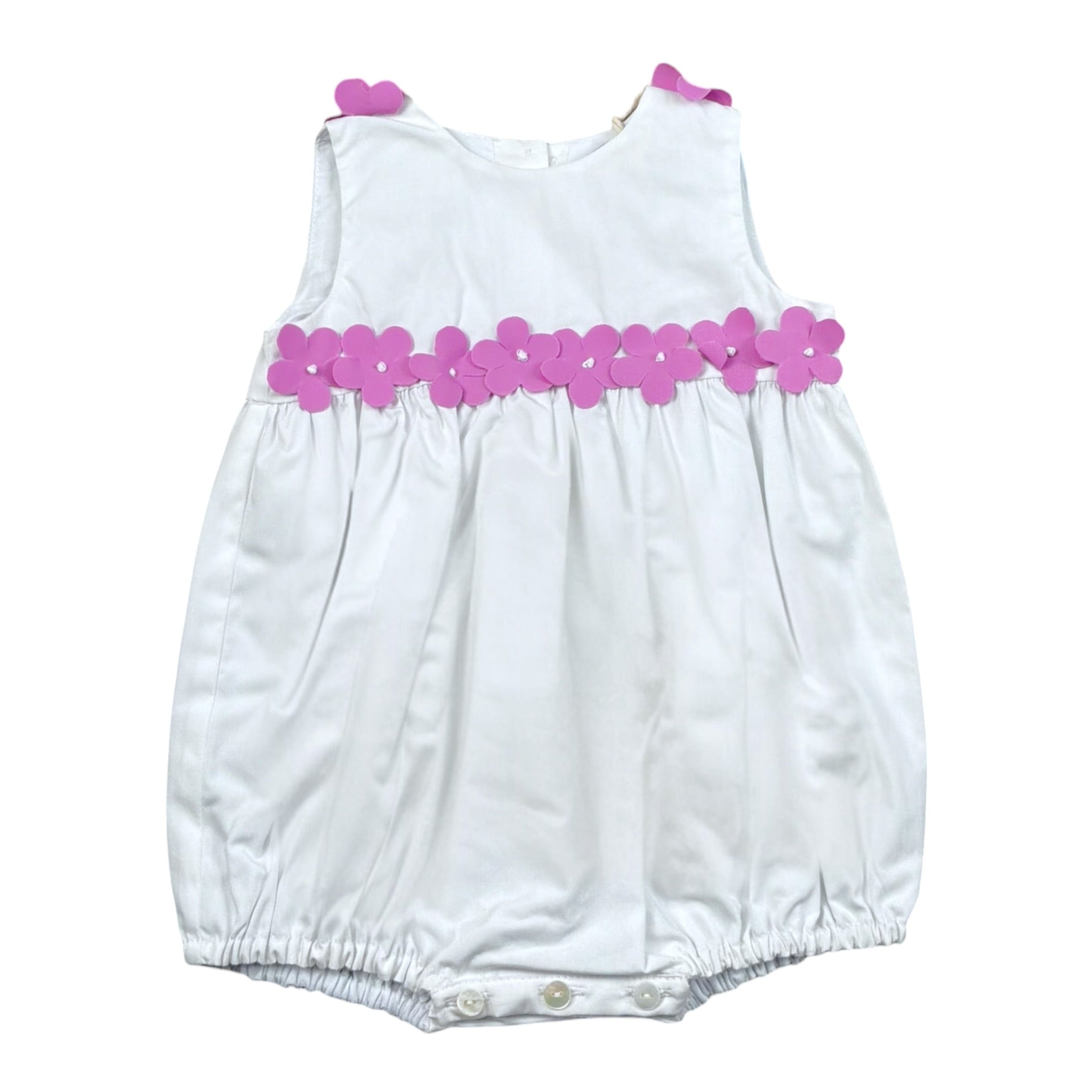 Ilfarobimbi Pagliaccetto tinta unita con Fiori Bianco per Neonata IFN50962 BIANCO ILFAROBIMBI 