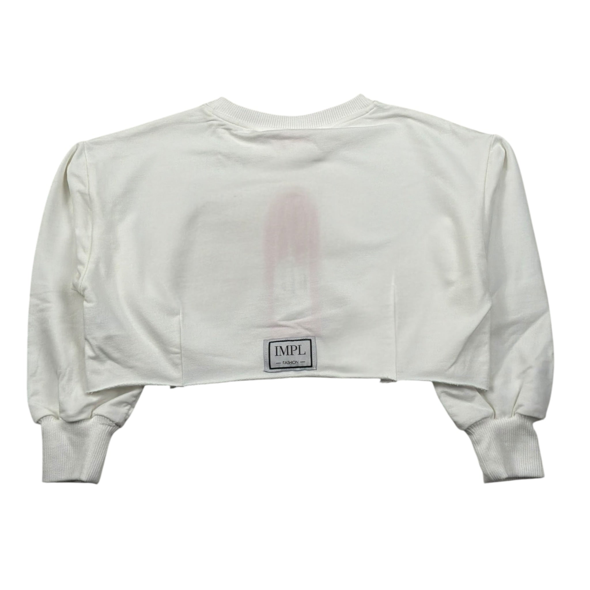 Imperial Felpa Chiusa Modello Crop Tinta Unita per Bambina LB39042G75 BIANCO IMPERIAL 
