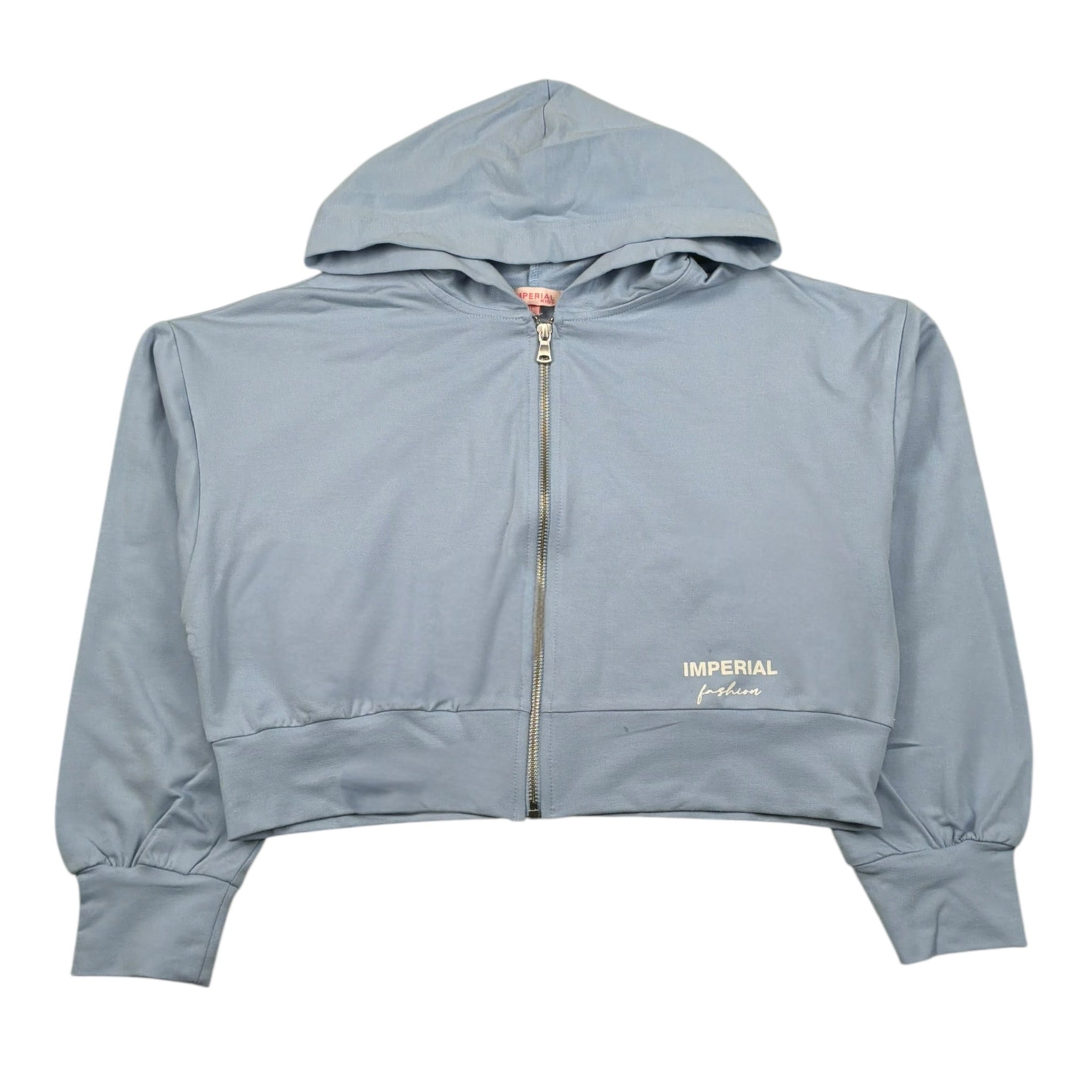 Imperial Felpa con Zip E Cappuccio Tinta Unita per Bambina LK08042G75 AZZURRO IMPERIAL 