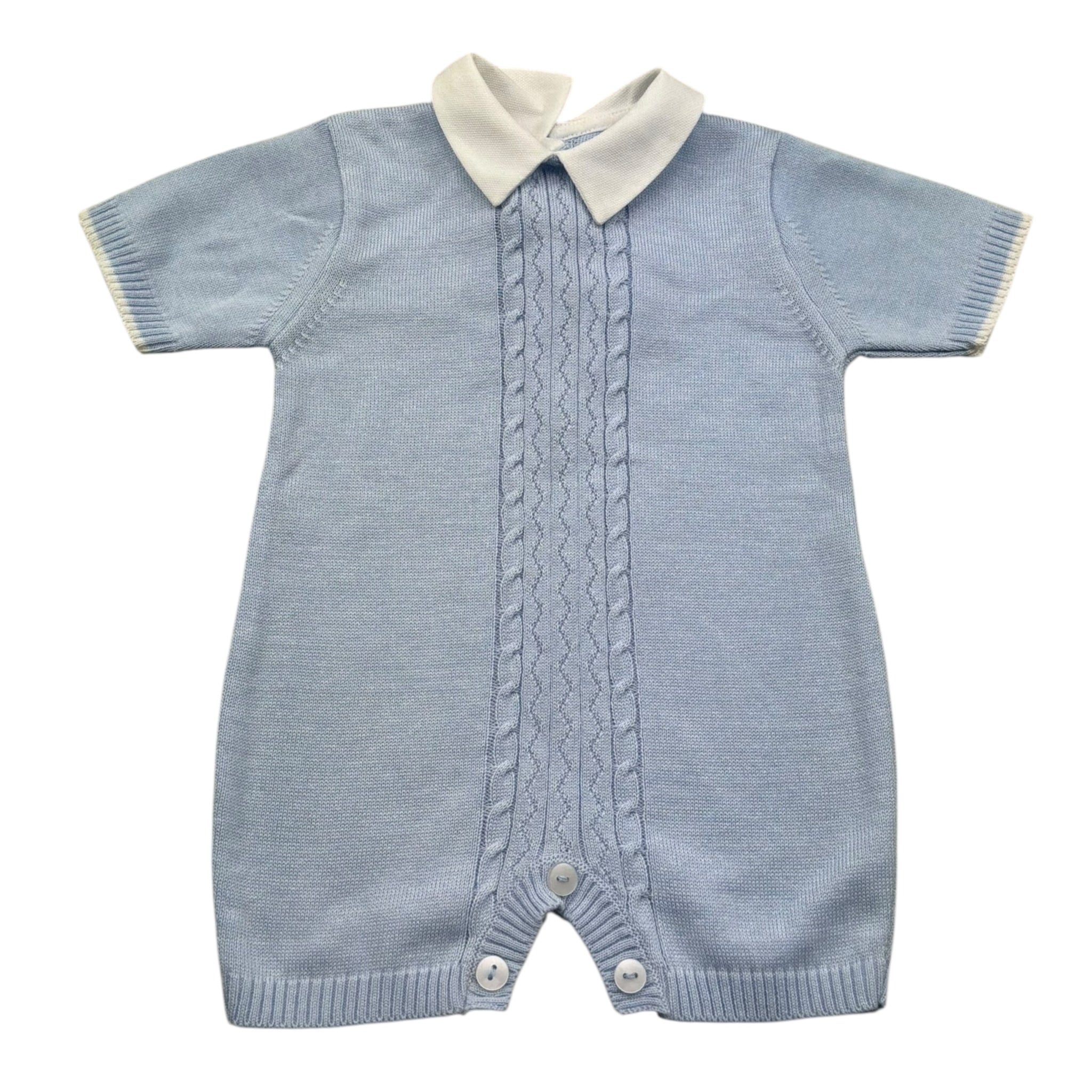 Isabel & Martinez Pagliaccetto Mezza Manica Tinta Unita con Ricami per Neonato IM25N528 AZZURRO ISABEL & MARTINEZ 