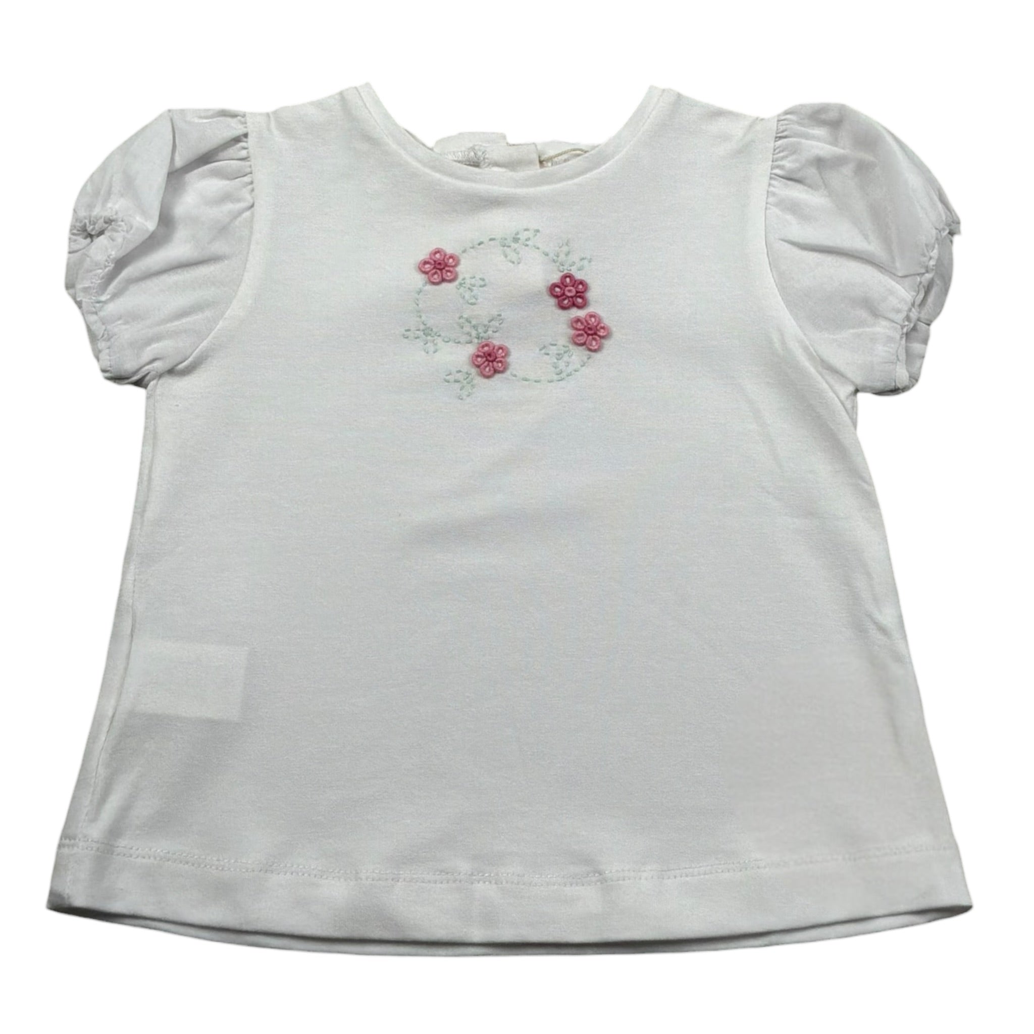 Isi Baby T-Shirt Girocollo tinta unita con Ricami Bianco per Neonata S25I111CAJJ BIANCO ISI BABY 