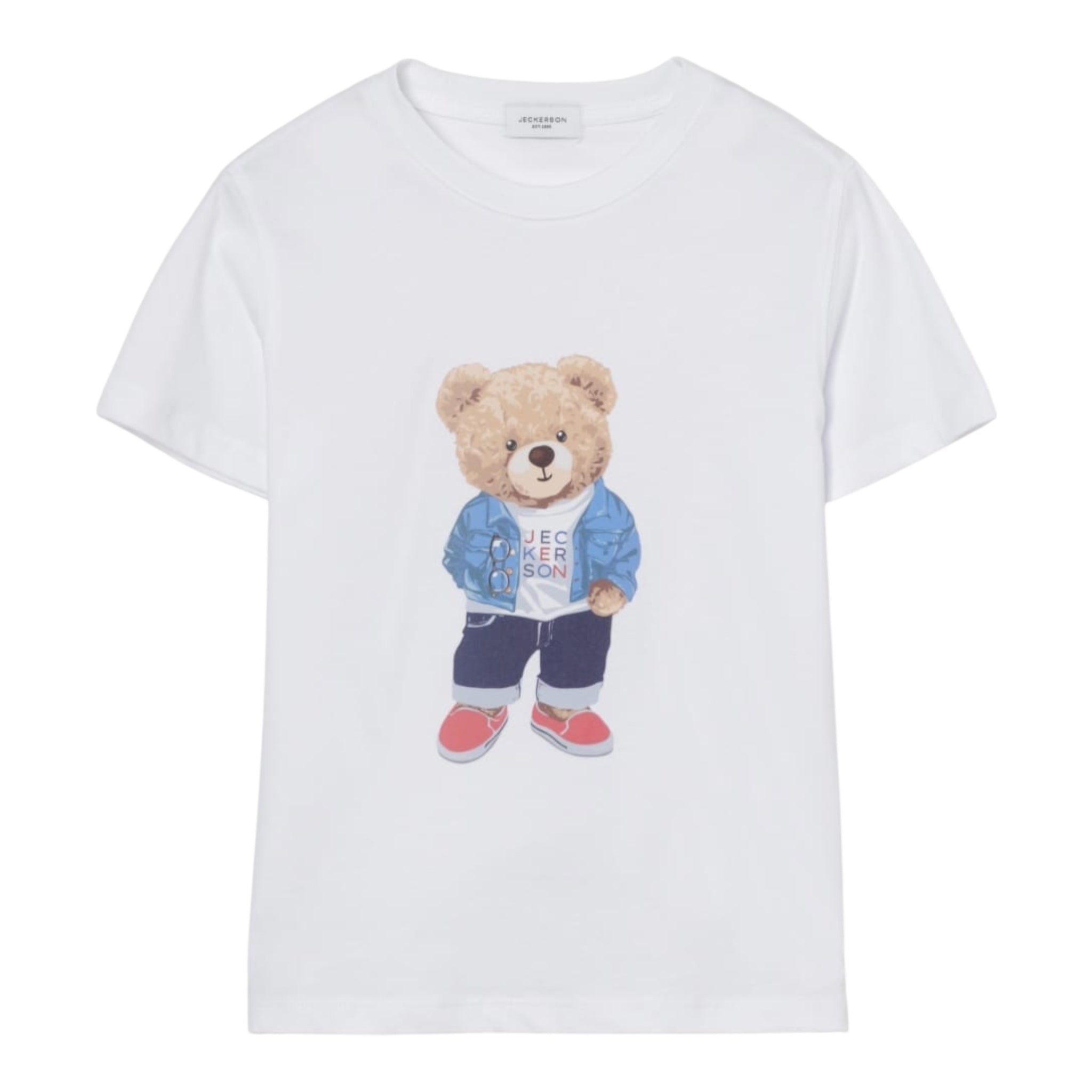 Jeckerson T-Shirt Girocollo Tinta Unita con Stampa per Bambino 520TJMBS25 BIANCO JECKERSON 