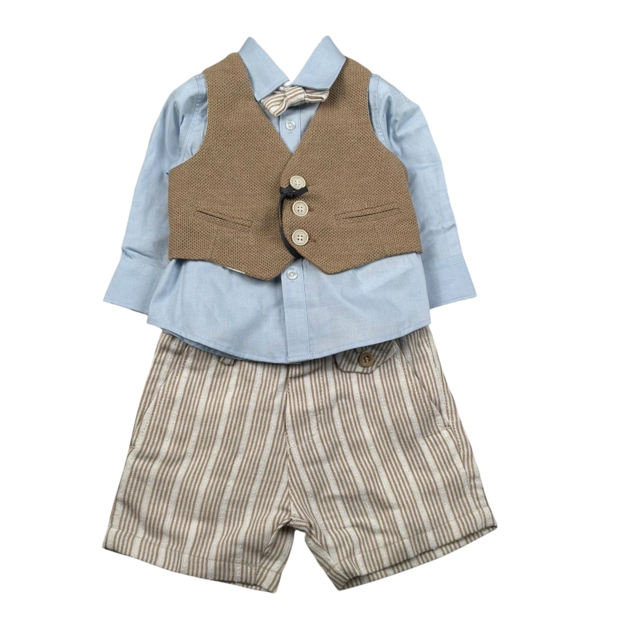 Jeckerson Completo 4 Pezzi Gilet-Camicia-Pantalone-Papillon per Neonato JN4060 BEIGE JECKERSON 