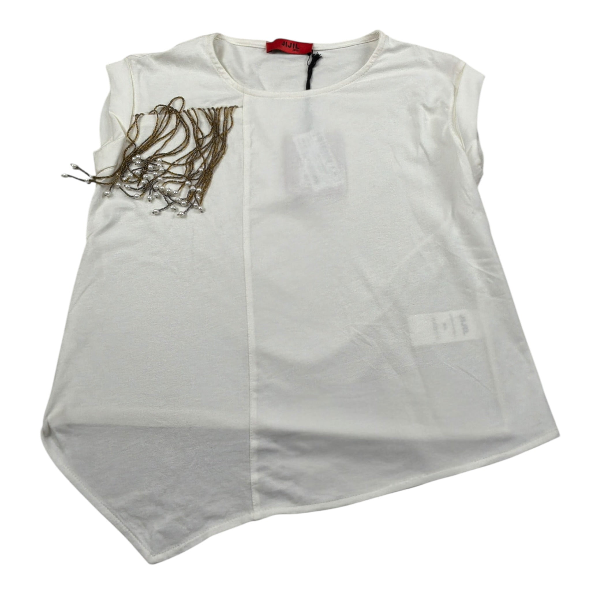 Jijil T-Shirt Girocollo tinta unita con Applicazioni Bianco per Bambina JJE23TS038 BIANCO JIJIL 