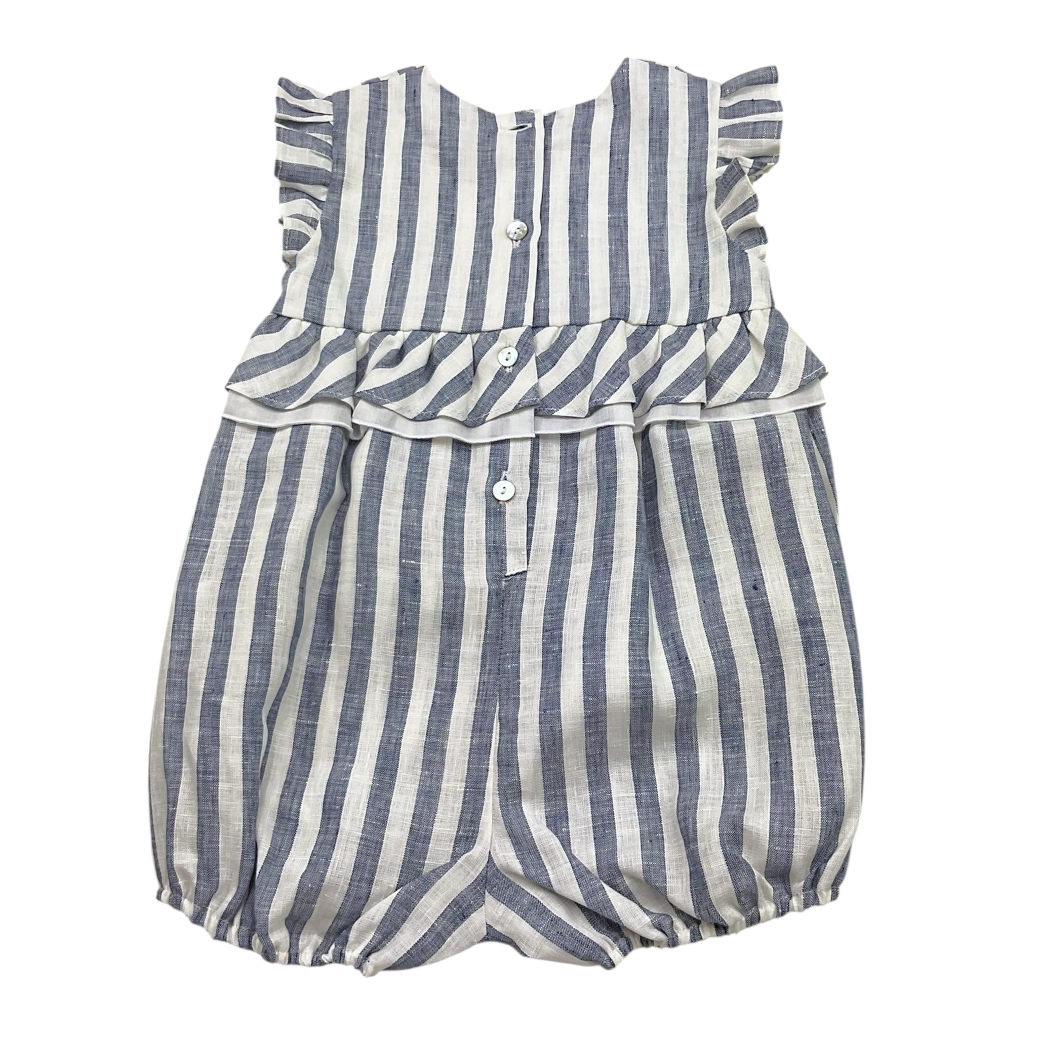 J.O. Milano Pagliaccetto Bicolore con Fantasia A Righe per Neonata 171B4 BIANCO/BLU J.O. MILANO 