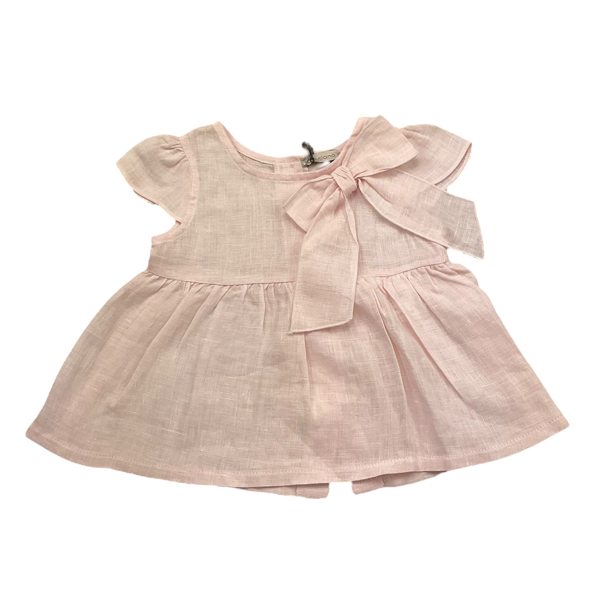 J.O. Milano Camicia Tinta Unita Mezza Manica con Fiocco per Neonata 176D2 ROSA J.O. MILANO 