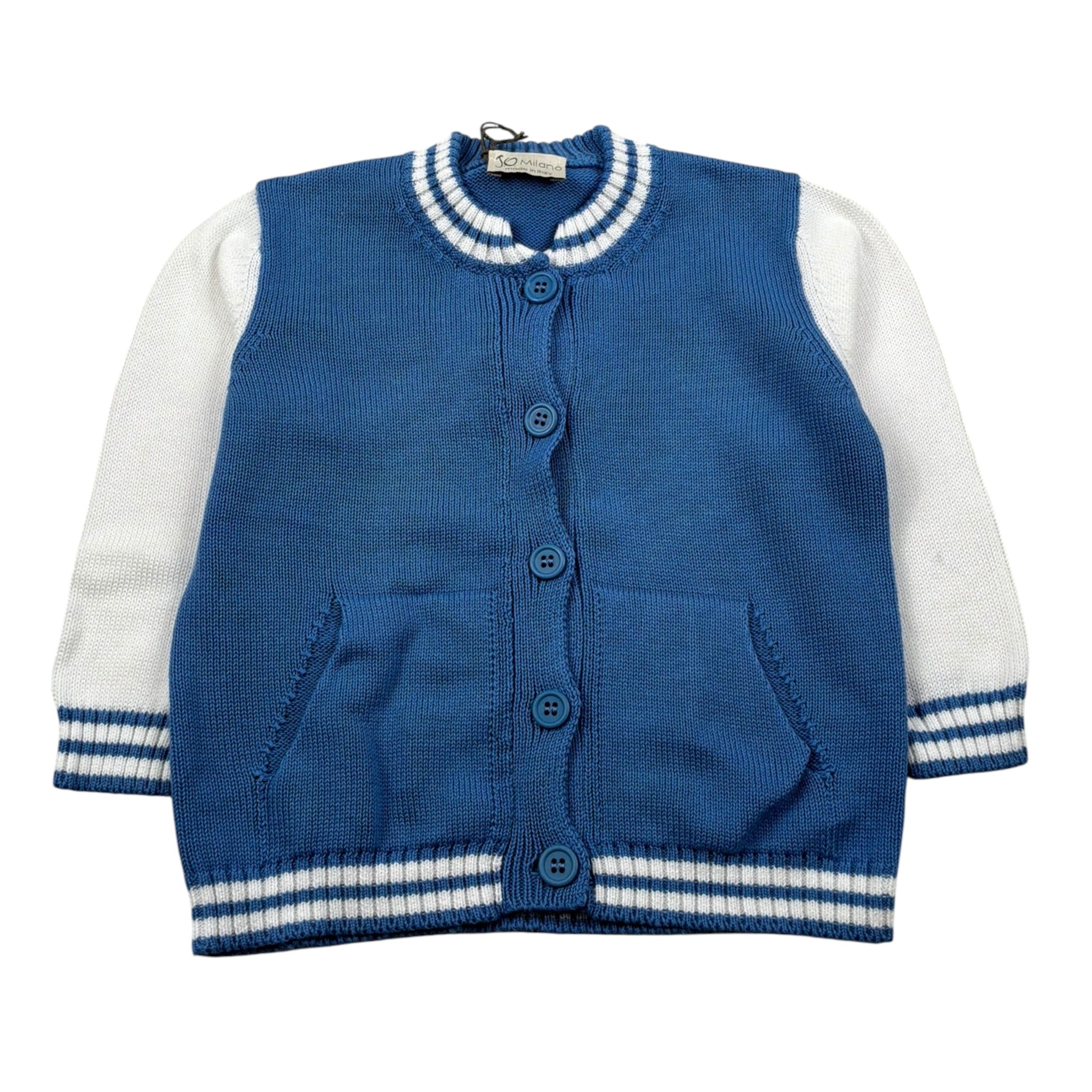 J.O. Milano Cardigan tinta unita con Maniche In Contrasto Azzurro per Neonato 573M1N AZZURRO J.O. MILANO 