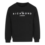 John Richmond Felpa Chiusa Girocollo Tinta Unita con Logo per Bambino RBP25005FE NERO JOHN RICHMOND 