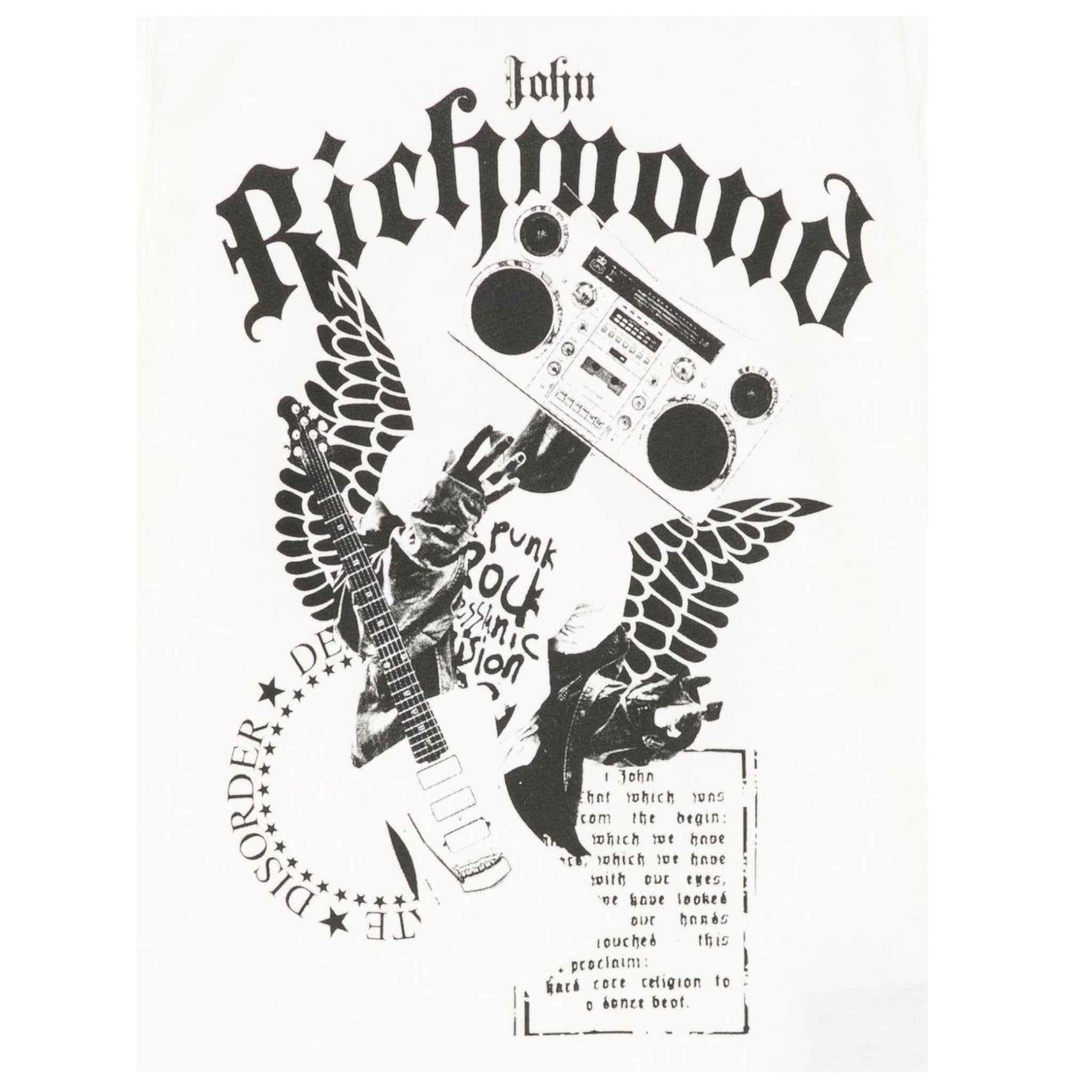 John Richmond T-Shirt Girocollo Tinta Unita con Stampa per Bambino RBP25058TS PANNA JOHN RICHMOND 