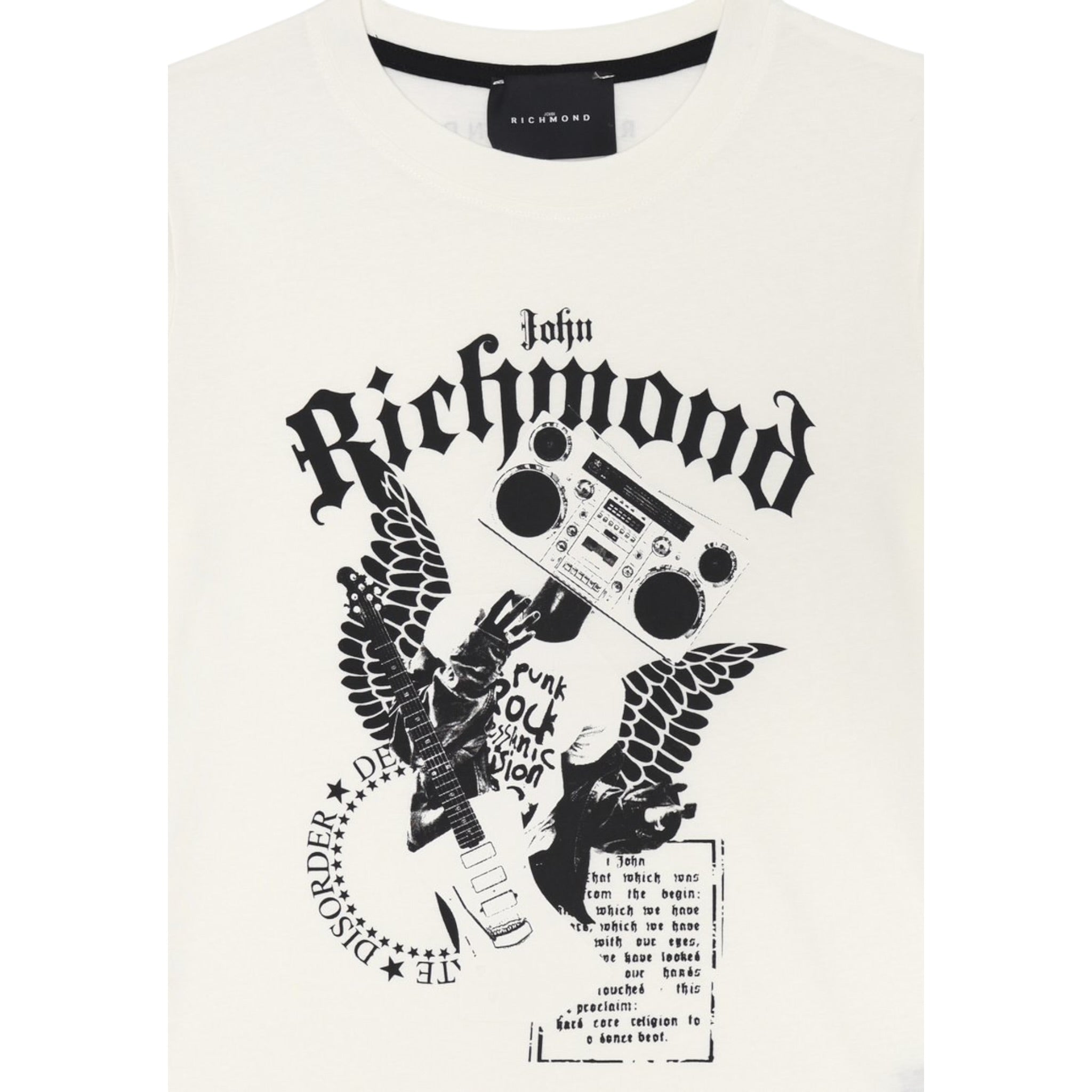 John Richmond T-Shirt Girocollo Tinta Unita con Stampa per Neonato RBP25058TSX PANNA JOHN RICHMOND 